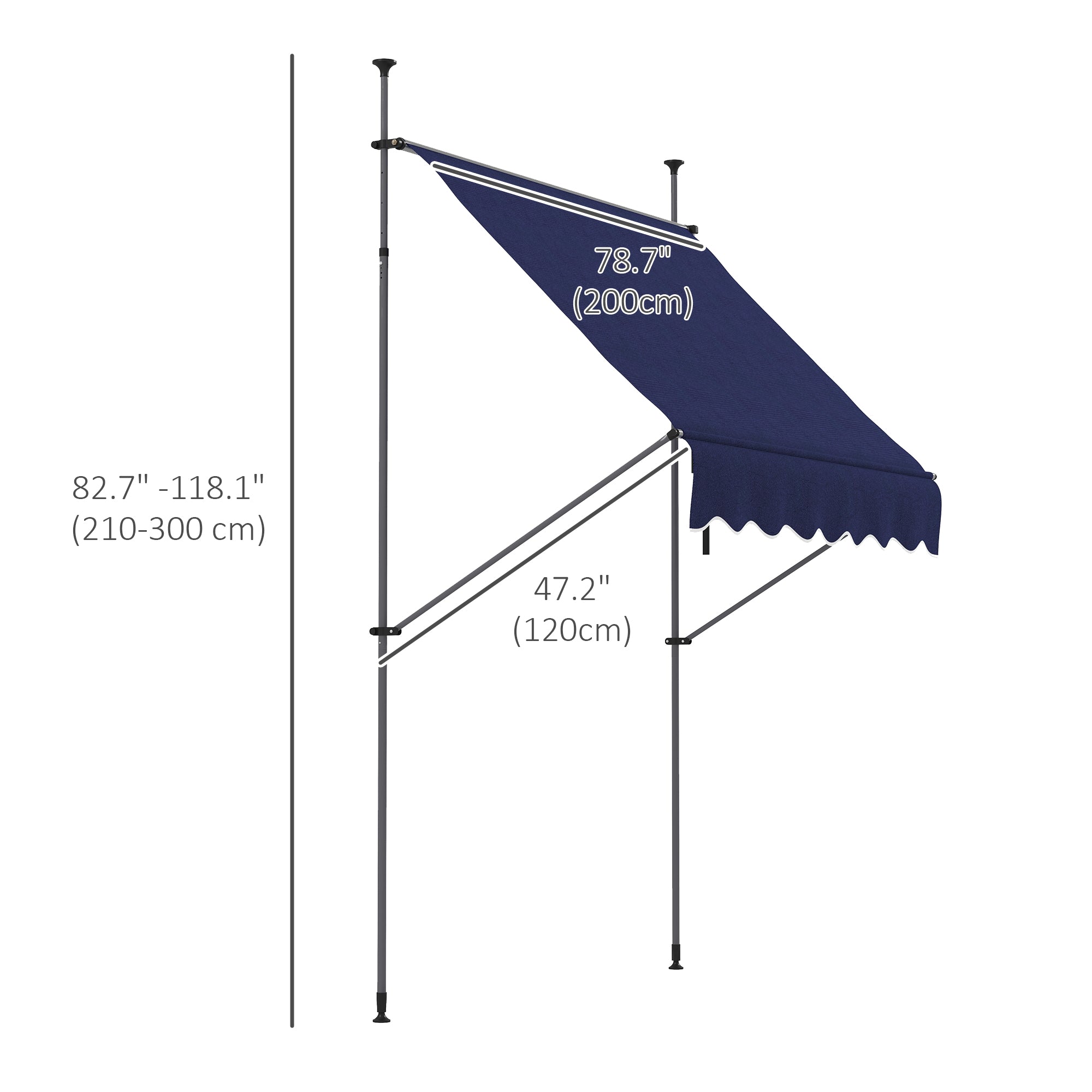 Outsunny 6.5' x 4' Manual Retractable Awning, Non-Screw Freestanding Patio Awning, UV Resistant, for Window or Door, Blue