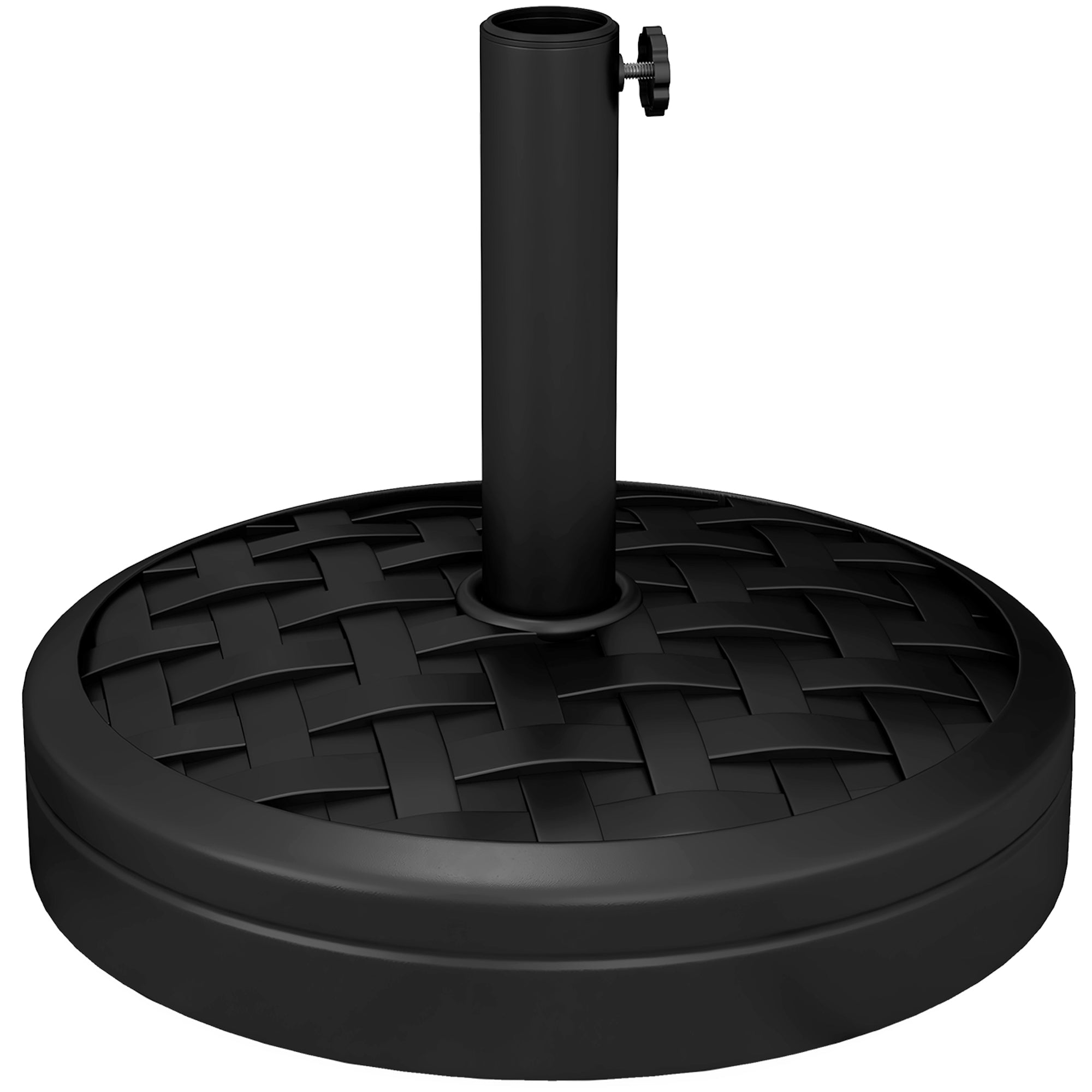 Outsunny 40lbs. Concrete Umbrella Base with Rattan Effect, Heavy Duty Parasol Stand for Outdoor Patio Umbrella, Black