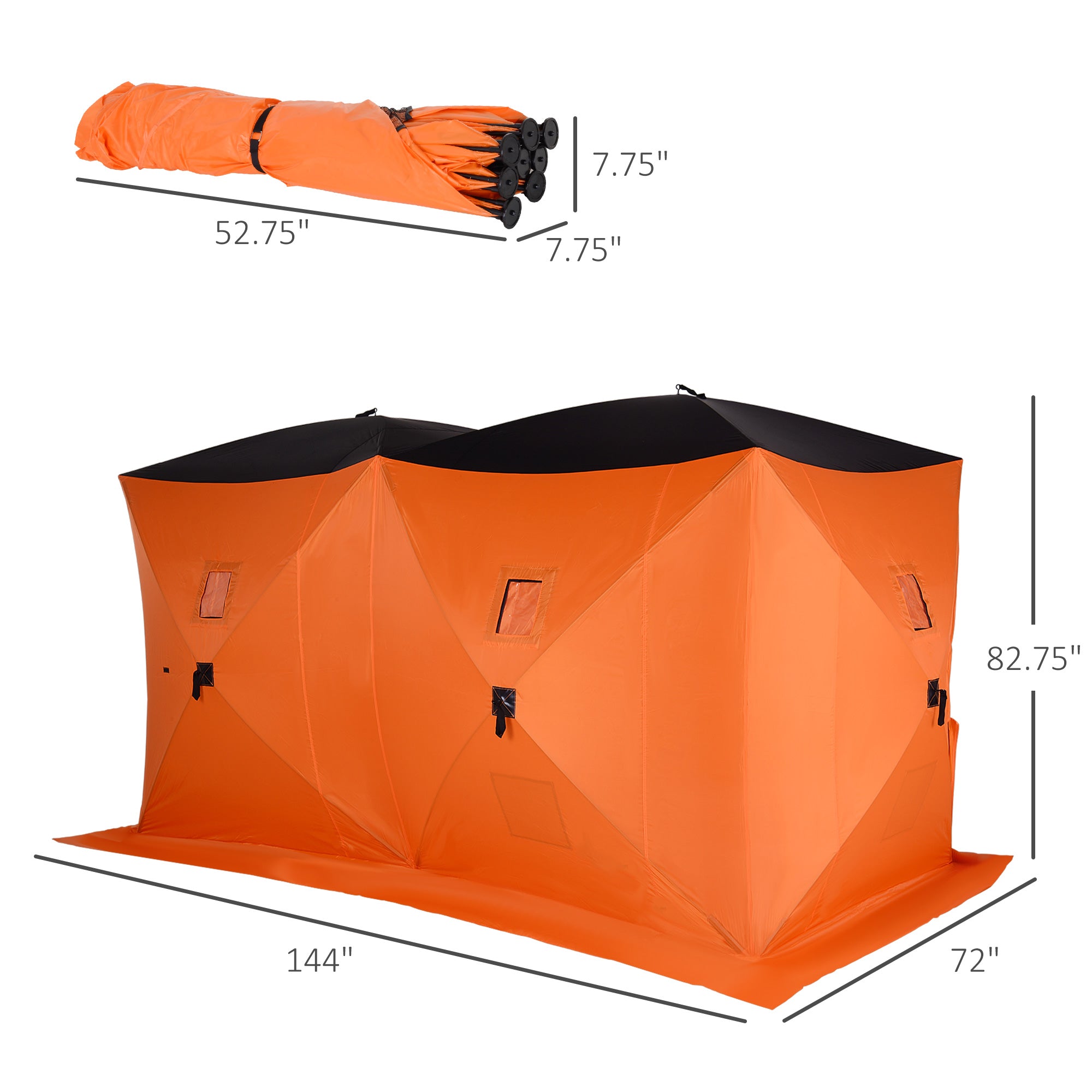 Outsunny 8-Person Pop-up Ice Fishing Shelter, Portable Ice Fishing Tent with Ventilation Windows and Carrying Bag, for Low-Temp -22℉