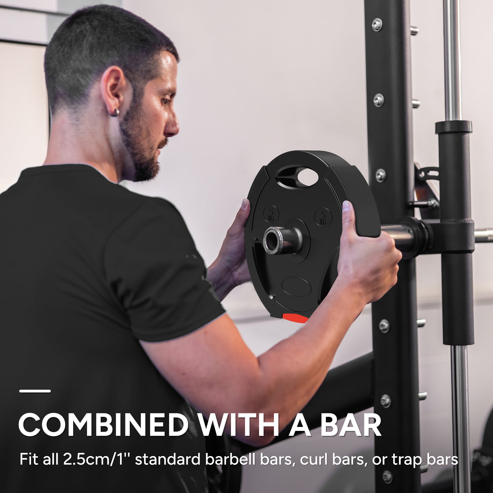 Soozier 1-Inch Weight Plates, Barbell Weights Set for Weightlifting and Strength Training, 2 x 11lbs + 2 x 5.5lbs