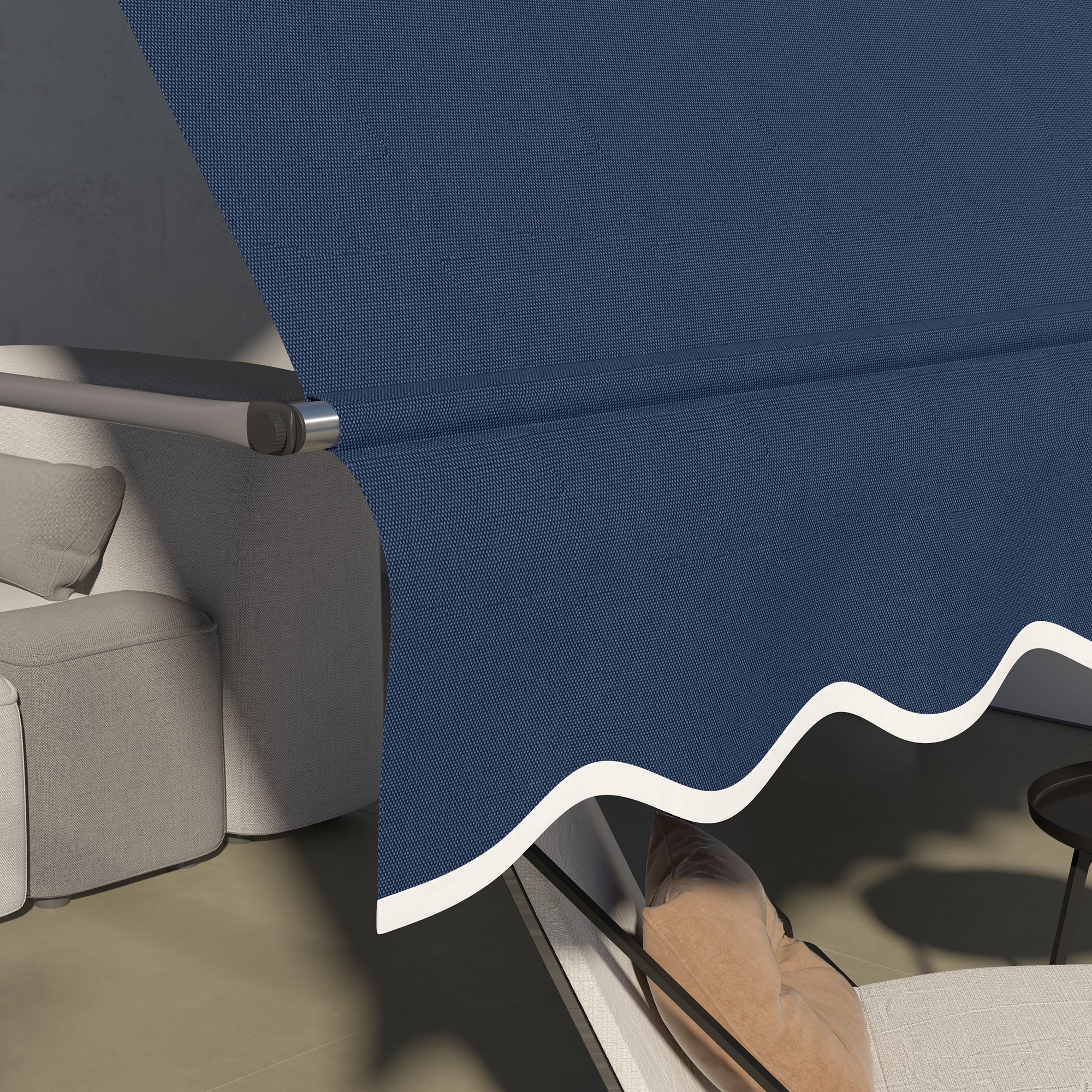 Outsunny 11.5' x 4' Manual Retractable Awning, Non-Screw Freestanding Patio Awning, UV Resistant, for Window or Door, Blue
