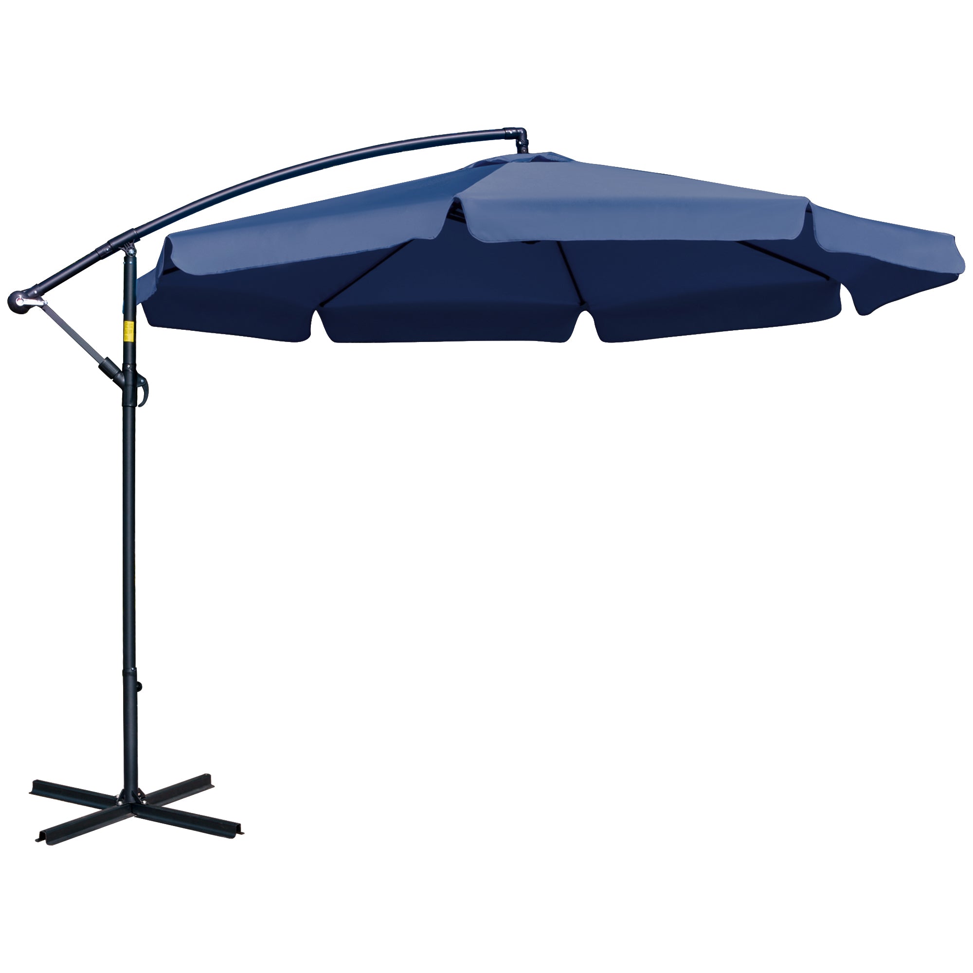 Outsunny 11FT Offset Hanging Patio Umbrella Cantilever Umbrella with Easy Tilt Adjustment, Cross Base and 8 Ribs for Backyard, Poolside, Lawn and Garden, Blue