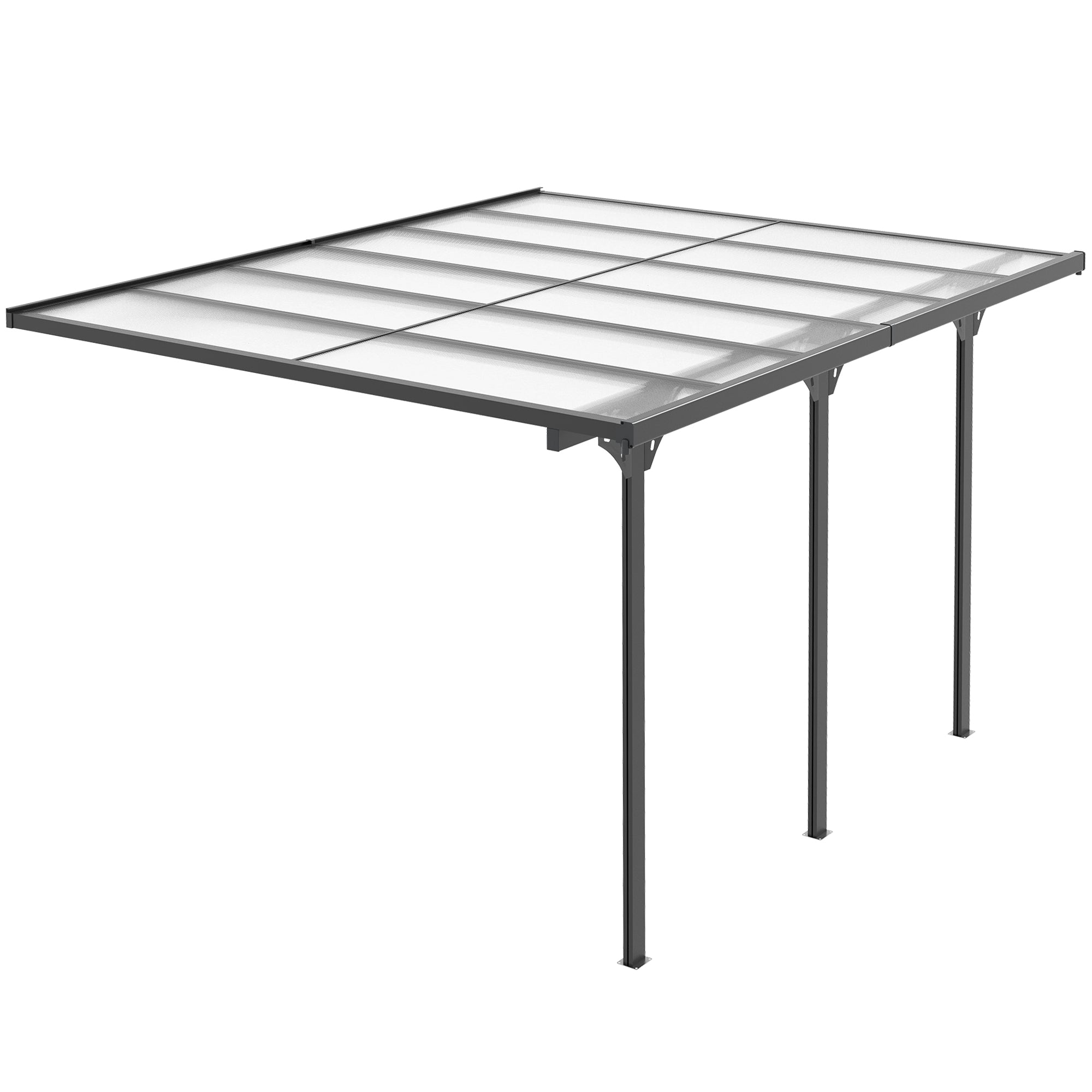 Outsunny 10' x 12' Outdoor Hardtop Pergola Gazebo with Polycarbonate Roof Adjustable Height, Aluminum Frame, UV Protection, Grey