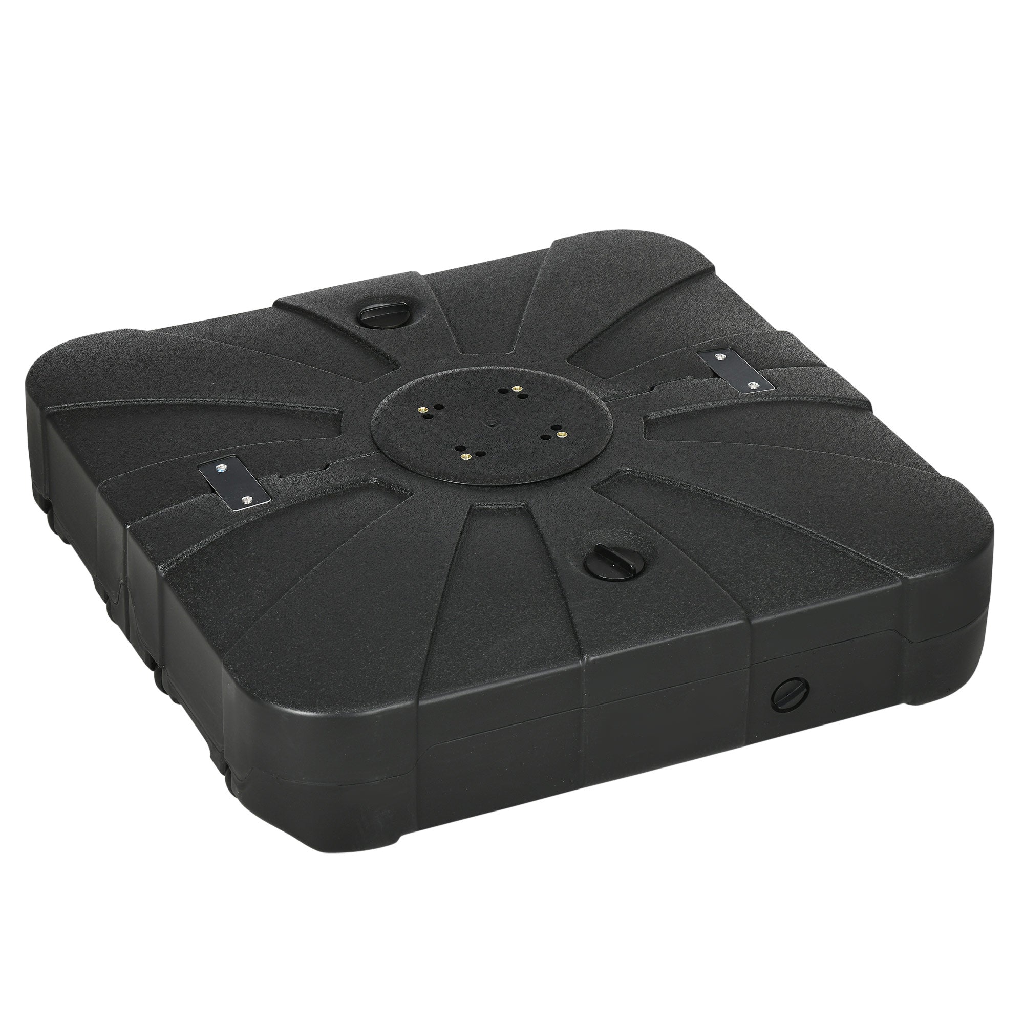 Outsunny Fillable Cantilever Patio Umbrella Base with Wheels, Heavy-duty Offset Umbrella Weights with Spouts and Cross Base, 285lbs Sand or 220lbs Water Filled, Black