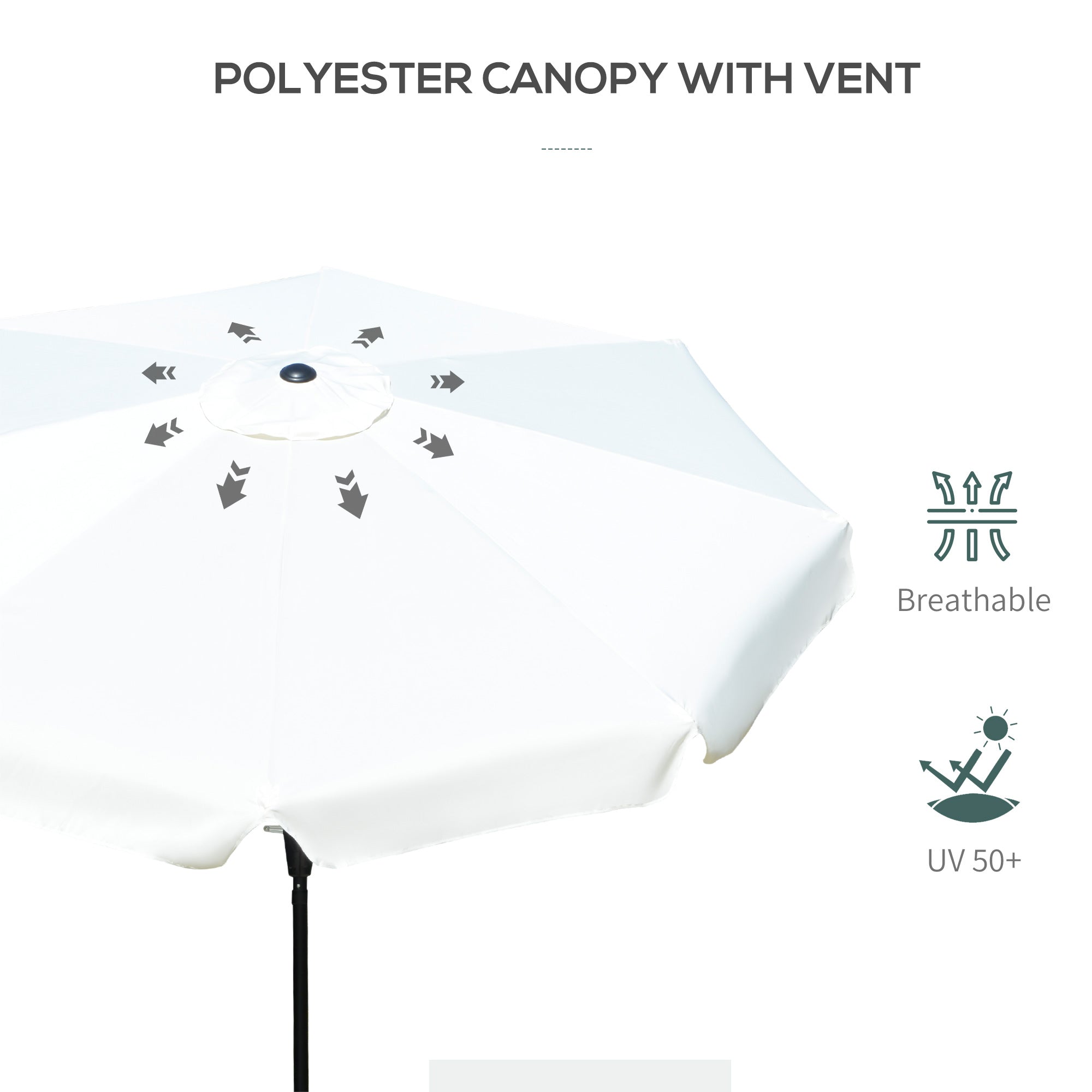 Outsunny 8.5 ft Outdoor Market Table Umbrella, Round Patio Umbrella with Tilt and Crank for Garden, Backyard, Deck, Cream White