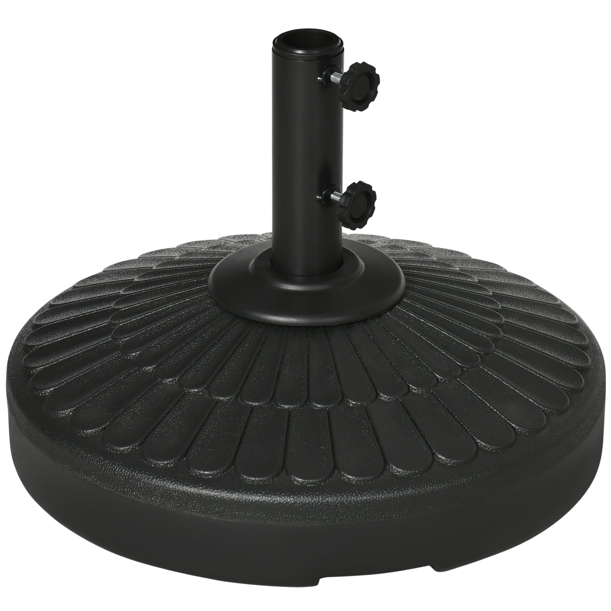Outsunny Patio Umbrella Base with Handle, Heavy Duty Round Umbrella Stand, Garden Umbrella Holder for 1.5", 1.9" Poles, Black