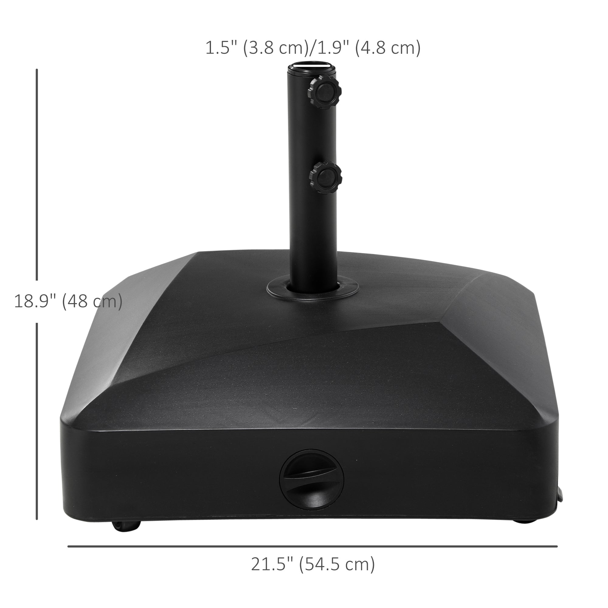 Outsunny Filled Patio Umbrella Base with Wheels, 132 lb Heavy Duty Market Umbrella Stand for Outdoor, Garden, Backyard, Black
