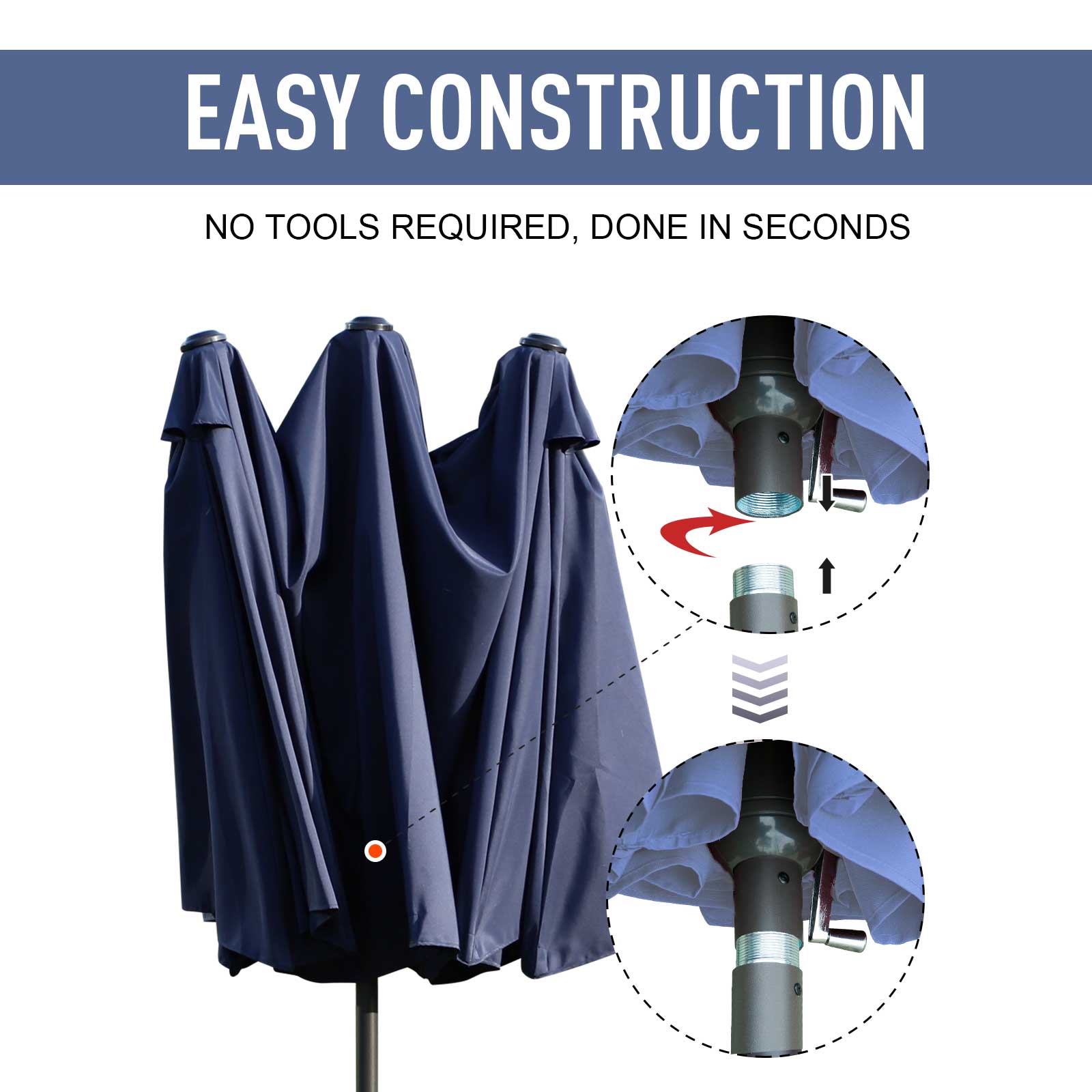Outsunny 15ft Double-sided Patio Umbrella with Twin Canopy, Extra Large Outdoor Parasol with Crank for Pool, Deck, Market, Blue