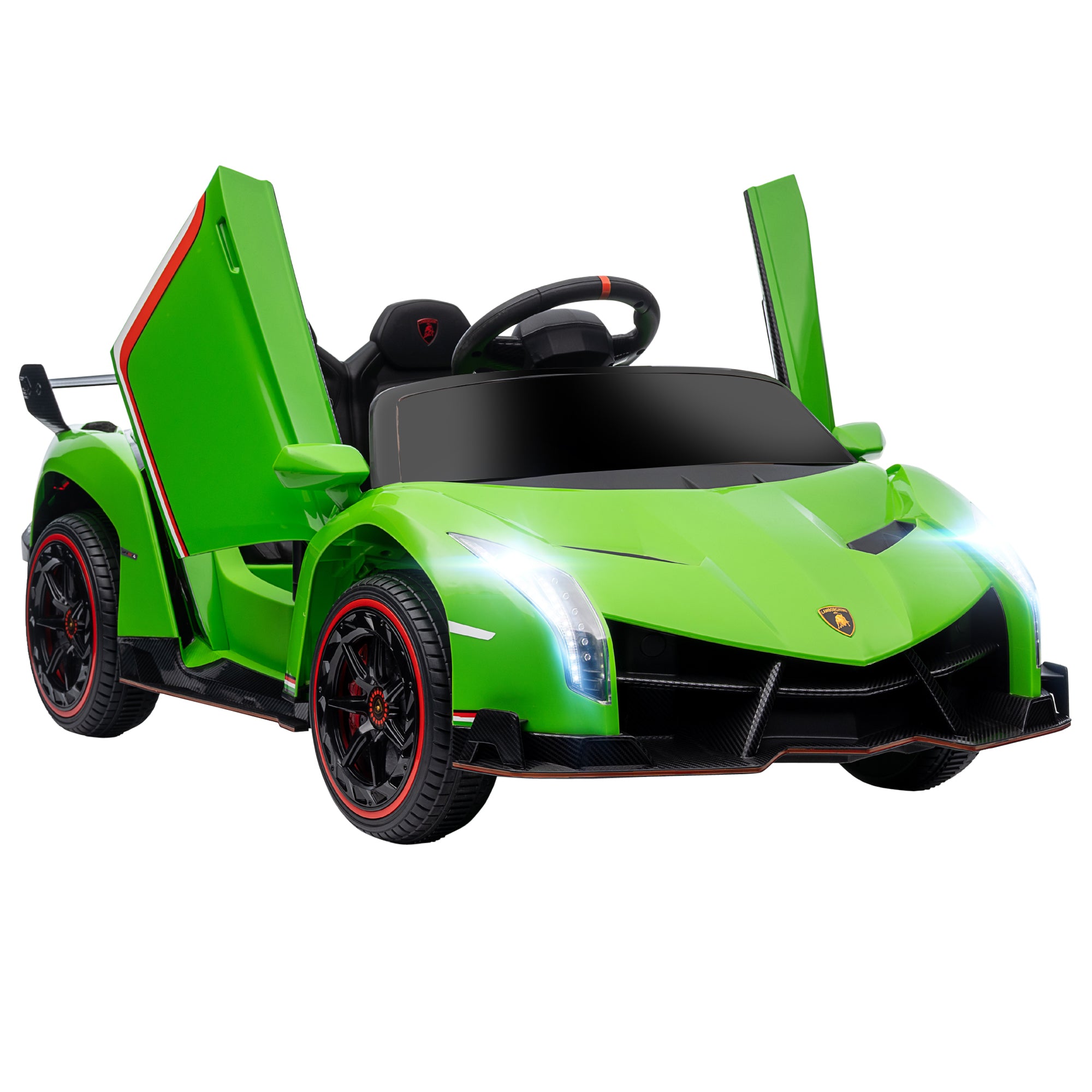 Aosom 12V Electric Ride on Car with Butterfly Doors, 4.3Mph Kids Ride-on Toy for Boys and Girls with Remote Control, Horn Honking, Music, Lights, Green
