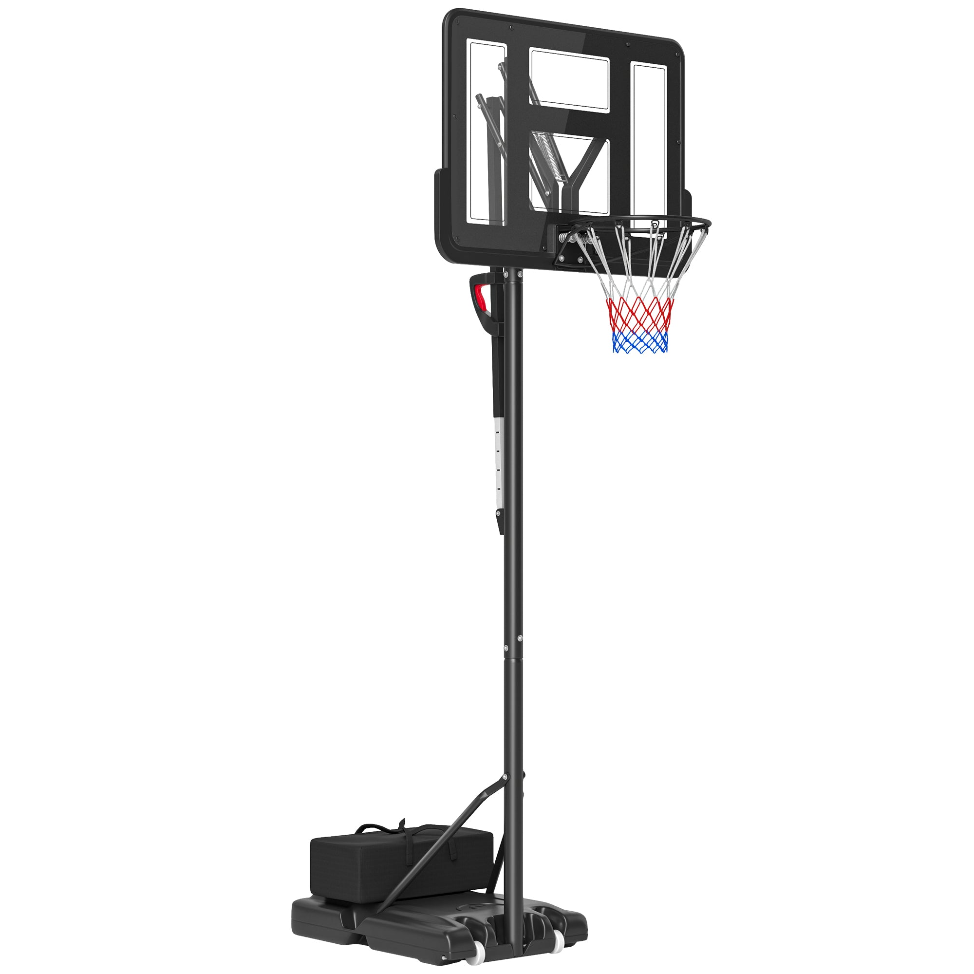 Soozier 7.7-10ft Portable Basketball Hoop, Basketball Goal with Free Weight, Wheels, 43" Backboard and Fillable Base