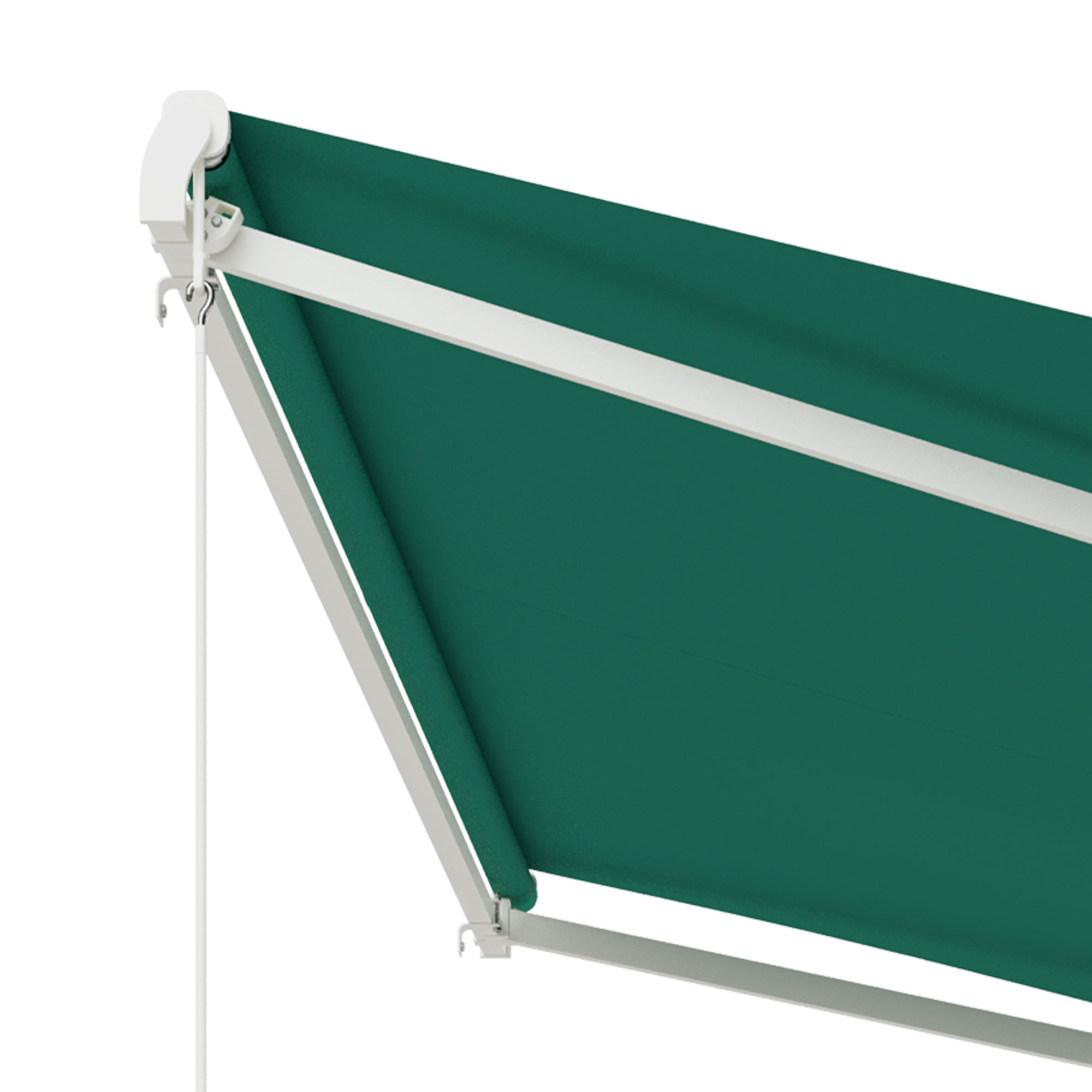 Outsunny 13' x 10' Electric Awning, Retractable Awning Sun Shade Shelter with Remote Controller, Manual Crank Handle and Aluminum Frame, for Deck, Balcony, Yard, Green