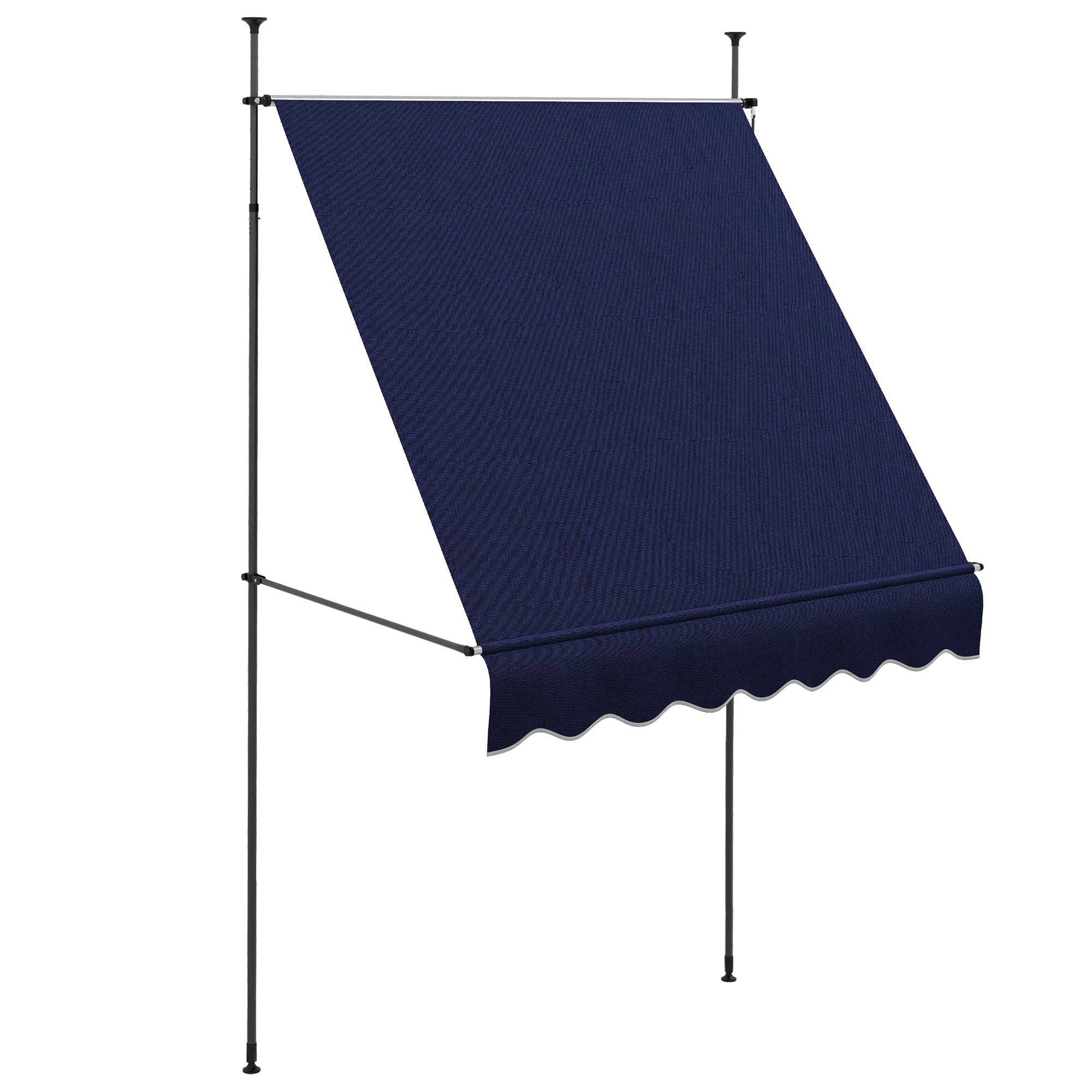 Outsunny 6.5' x 4' Manual Retractable Awning, Non-Screw Freestanding Patio Awning, UV Resistant, for Window or Door, Blue