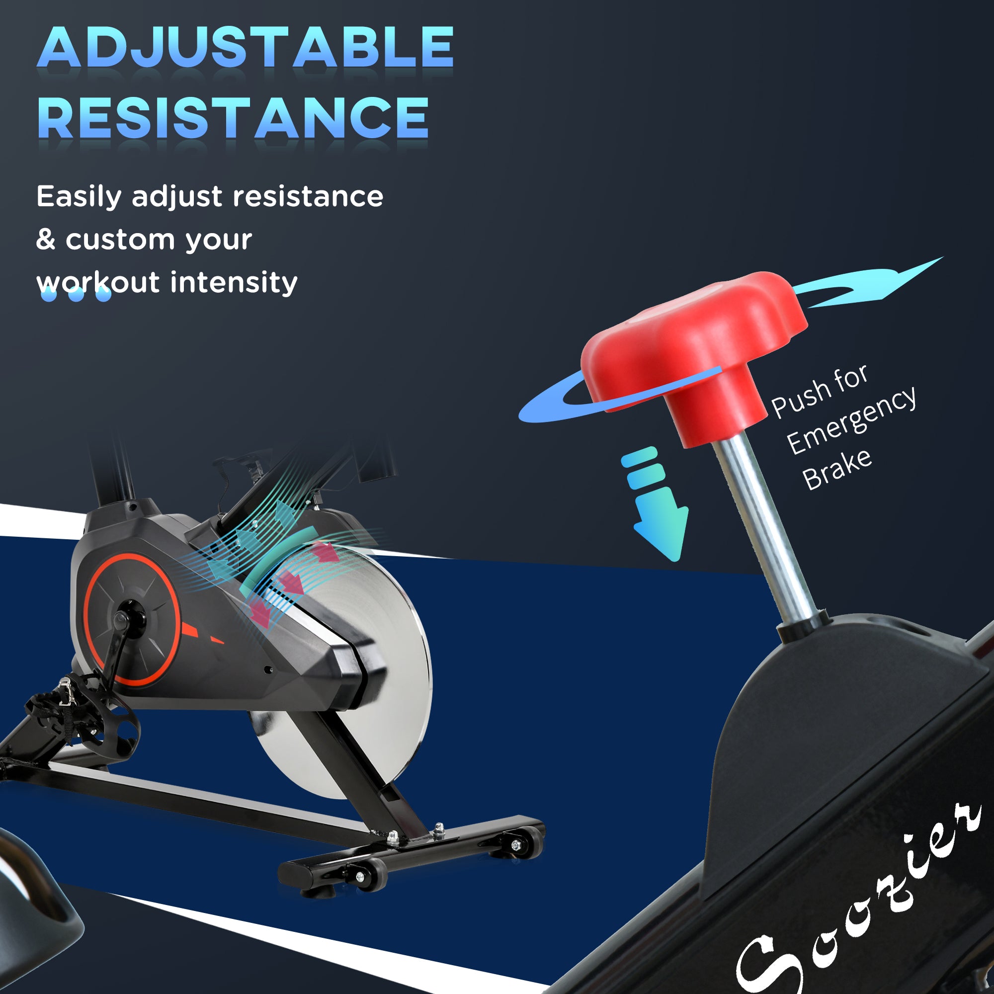 Soozier Upright Exercise Bike Indoor Bicycle Cardio Workout Cycling Machine Fitness Equipment for Home Gym w/ Adjustable Resistance Flywheel LCD Monitor