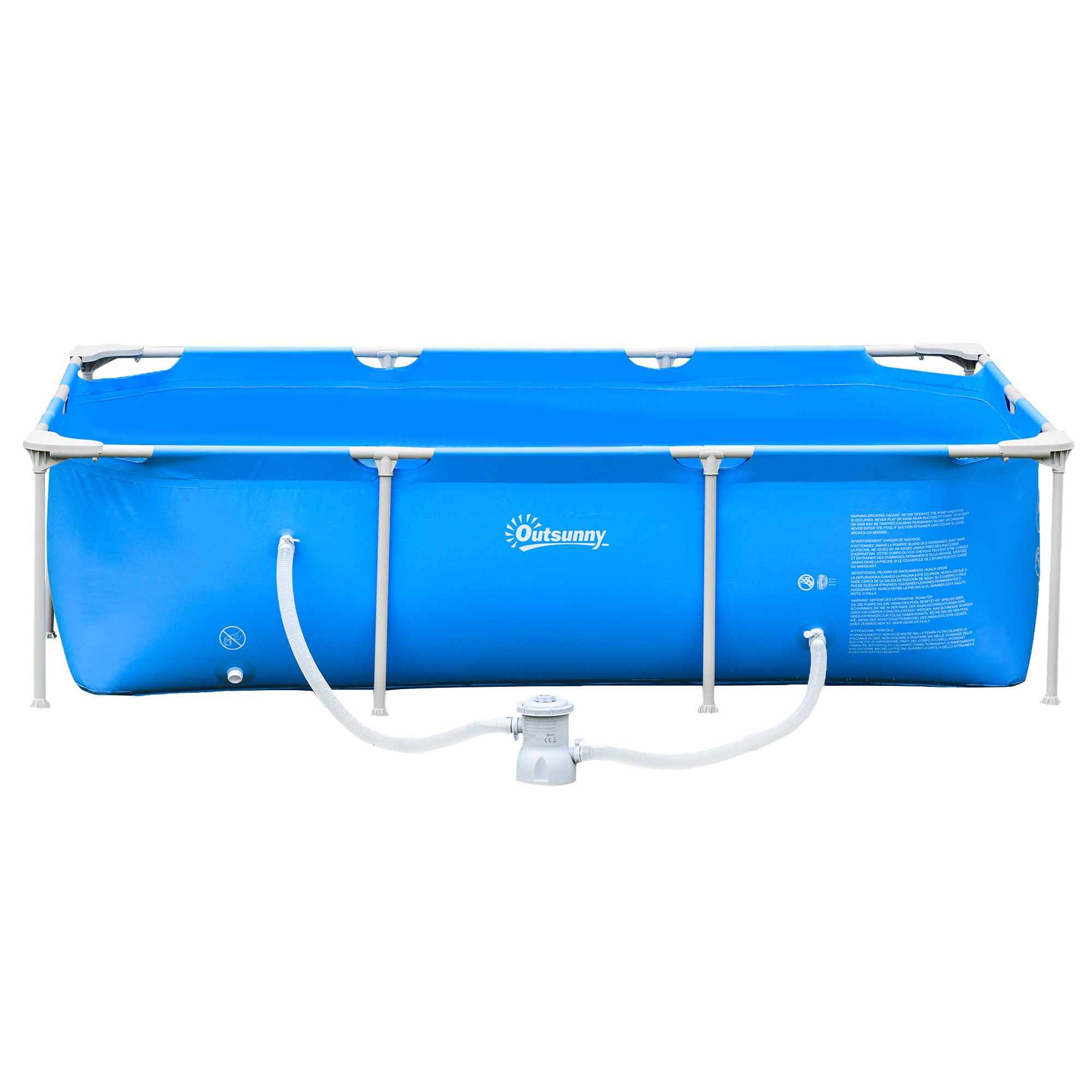 Outsunny 8.3ft x 5ft x 26in Frame Above Ground Swimming Pool Set with Filter Pump Filter Cartridge Reinforced Sidewalls Blue
