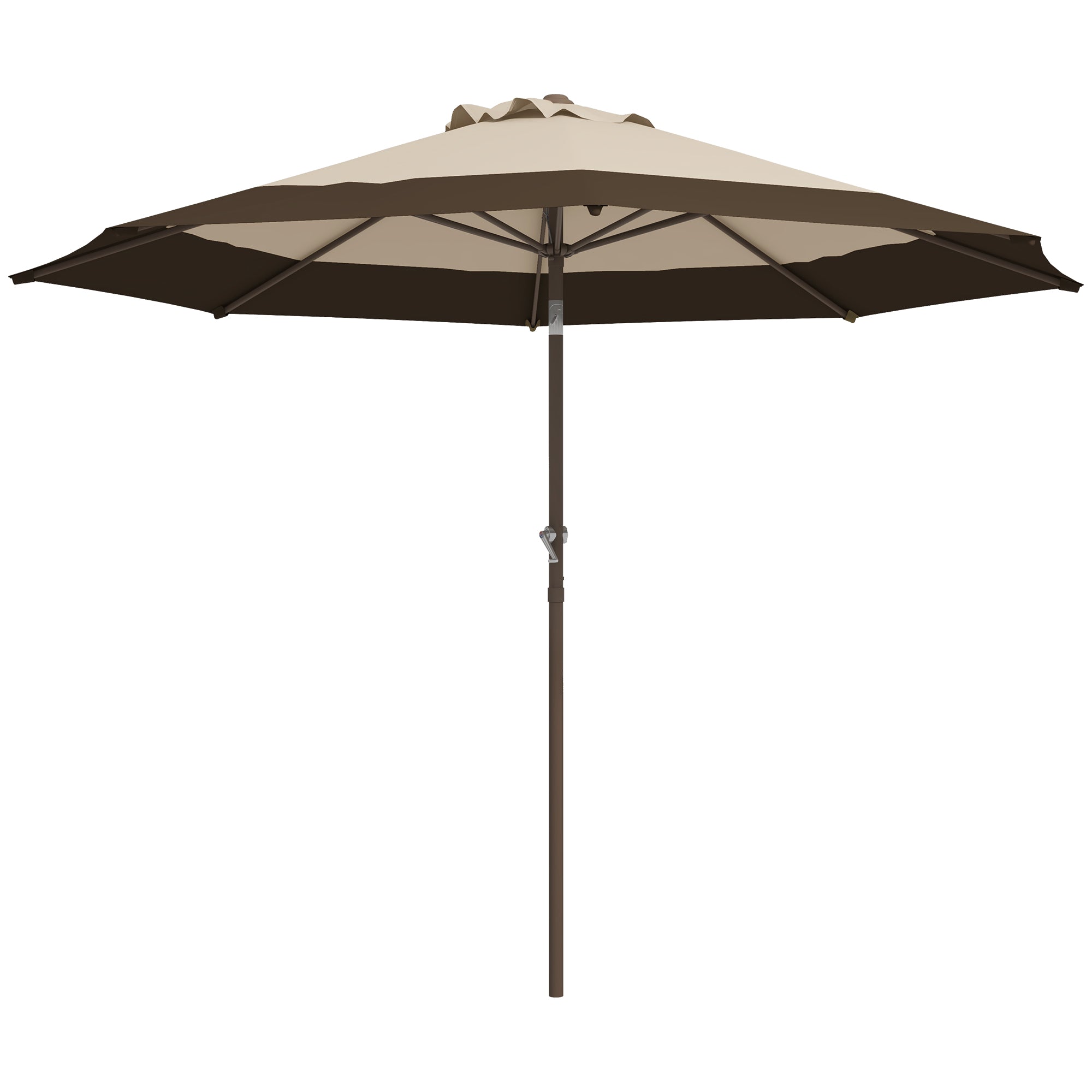 Outsunny 9 x 9 ft Outdoor Umbrella with Tilt, Patio Market Table Umbrella Parasol with Crank, Deep Brown