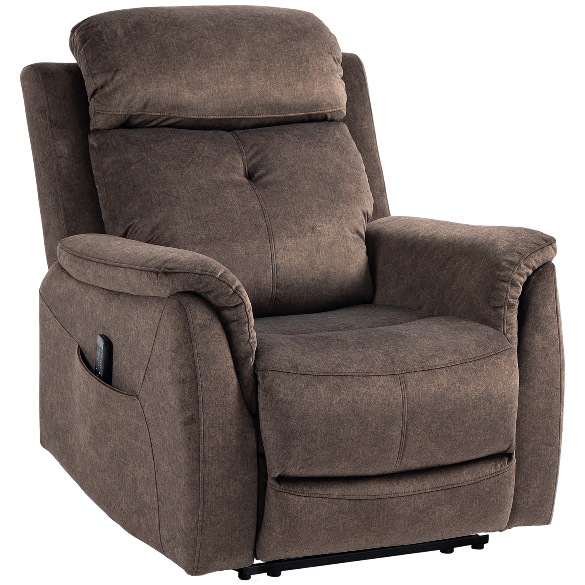 HOMCOM Manual Recliner Chair with Vibration Massage, Reclining Chair for Living Room with Side Pockets, Brown