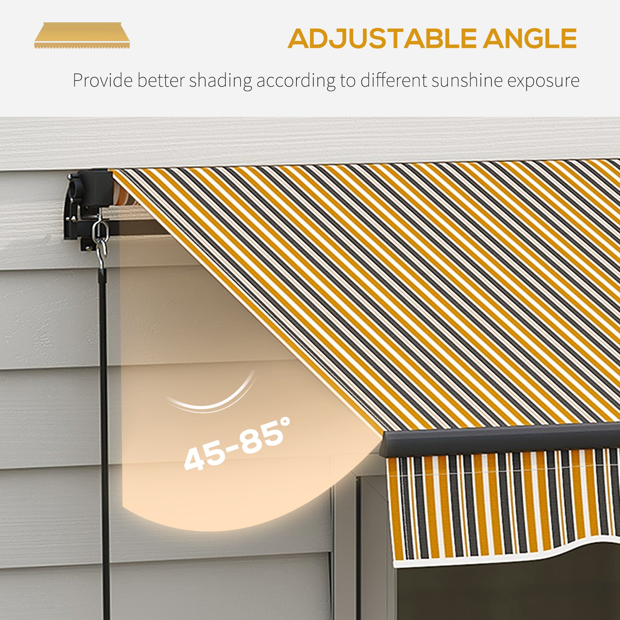 Outsunny 13' x 10' Retractable Awning, 280gsm UV Resistant Sunshade Shelter, for Deck, Balcony, Yard, Amber and Dark Grey