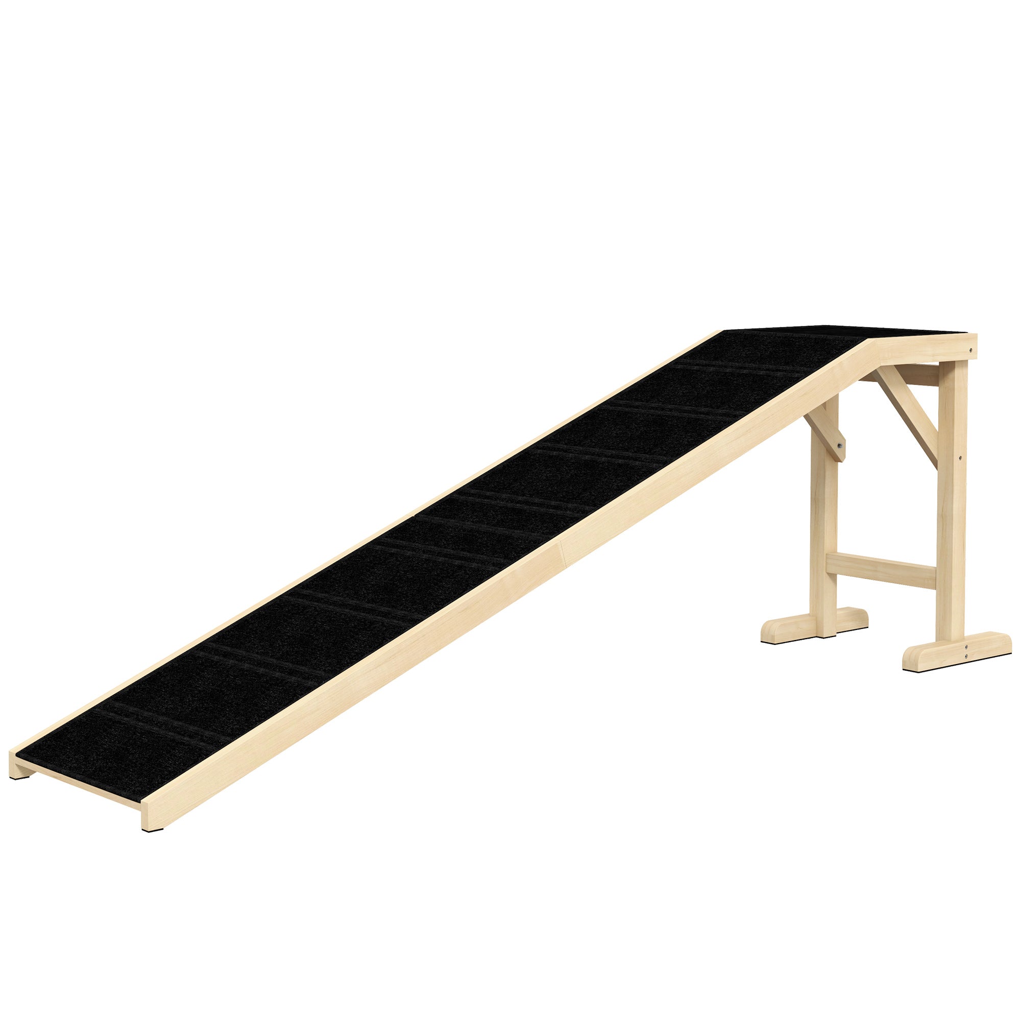 PawHut Pet Ramp Bed Steps for Dogs Cats Non-slip Carpet 74"L x 16"W x 25"H Natural