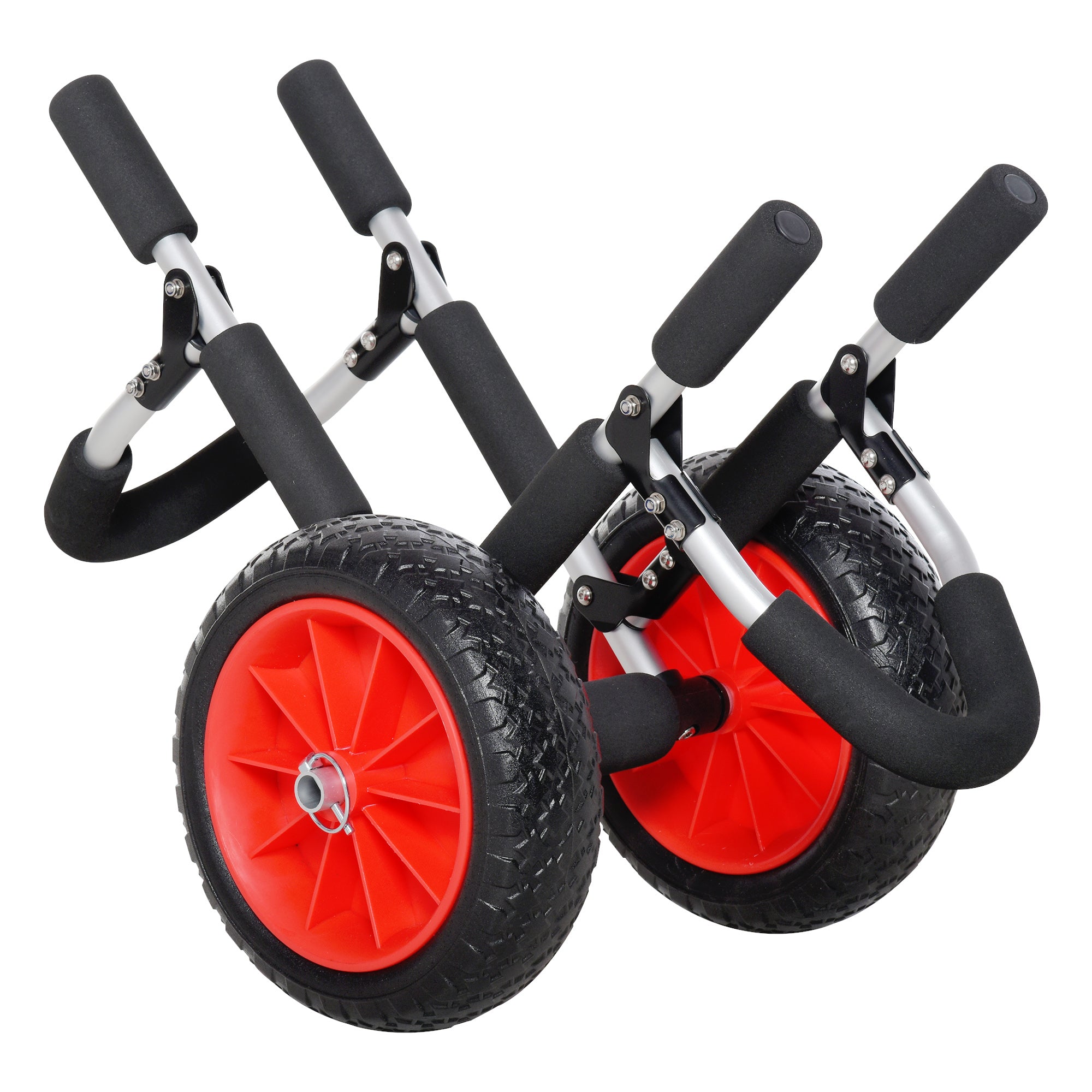 Outsunny Stand-Up Paddleboard Dolly, Aluminum Surfboard Trolley, Foldable Rolling Cart for SUPs Boat Canoe Carrier Tote Dolly Trolley Float Mat, Jon Boat Easy Transport Cart Wheeled Cart