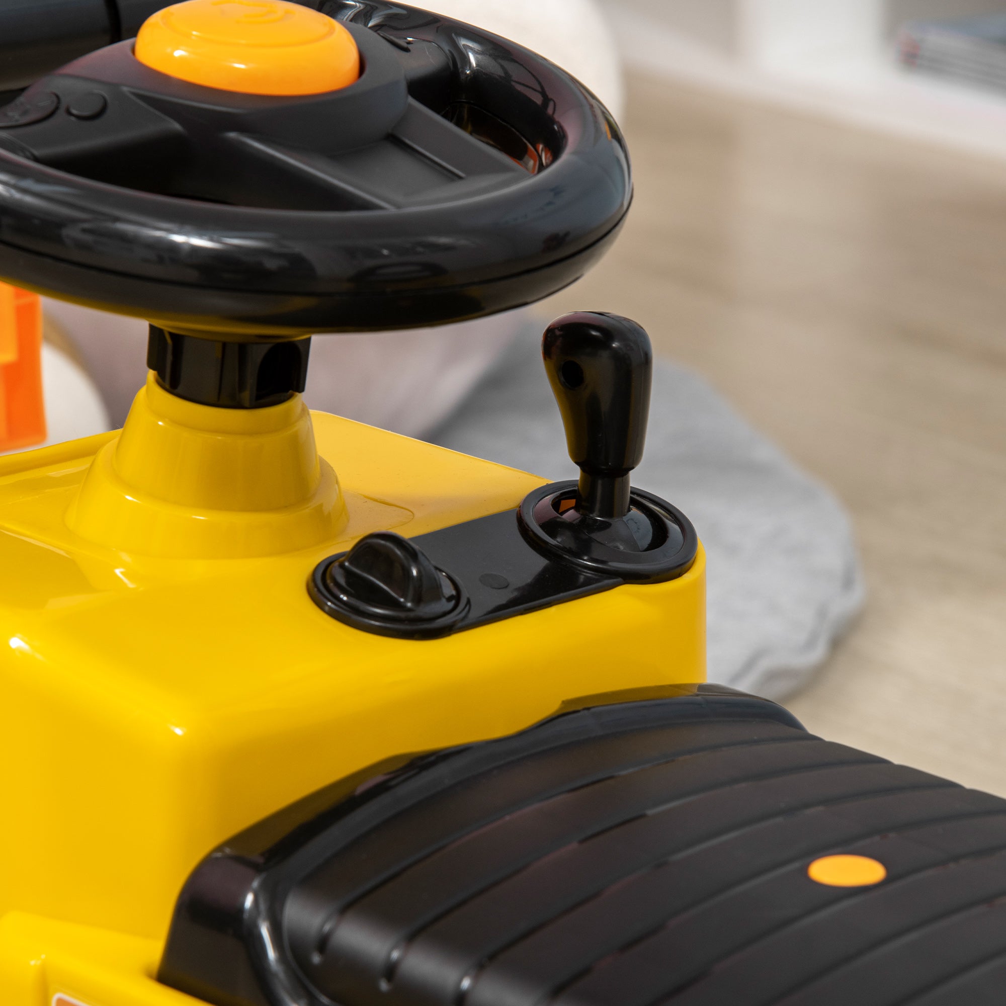 Aosom Ride On Forklift Toy No Power Construction Truck with Fork Tray Storage, for 3-4 Years Old, 33.9"x10.8"x 18.7", Yellow