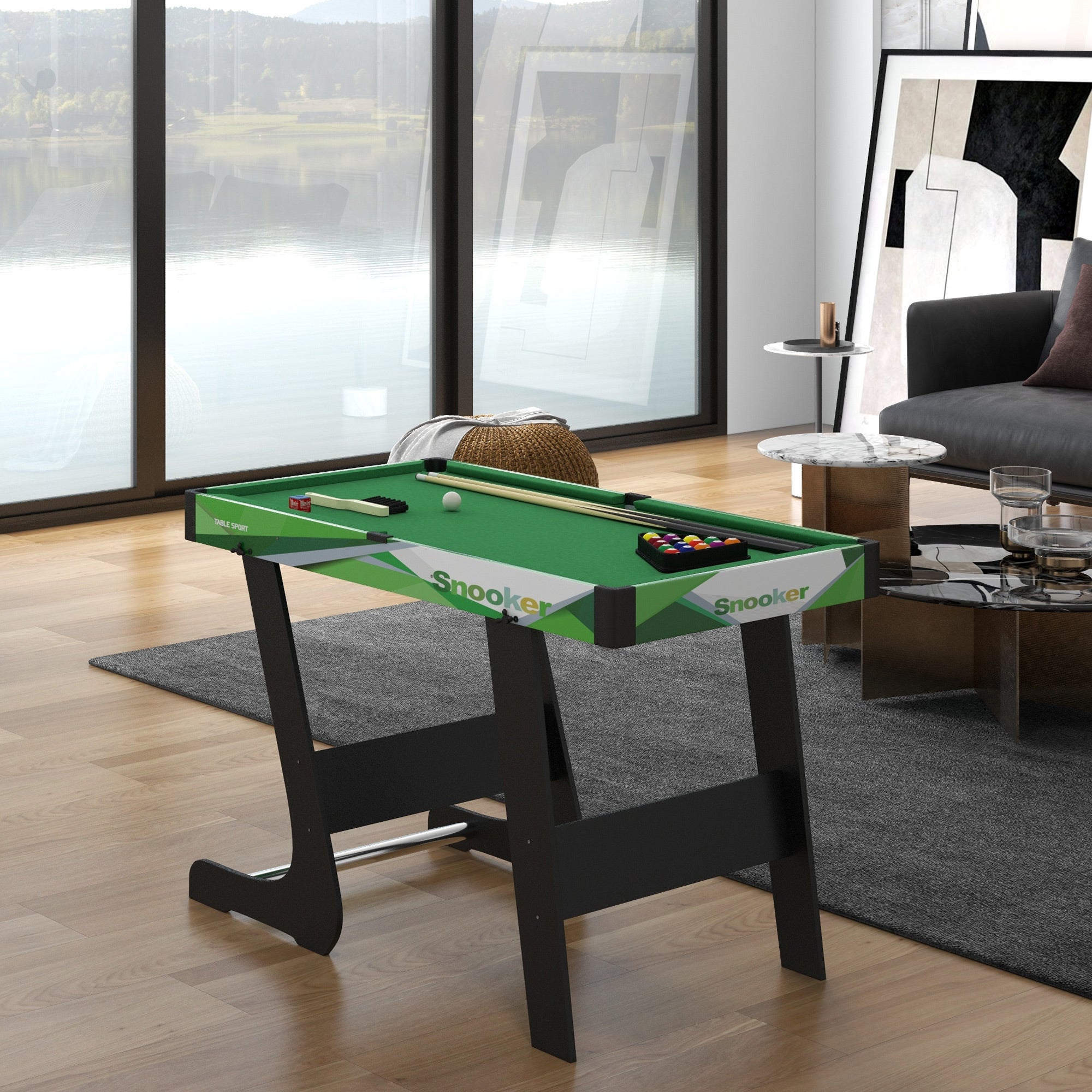 Soozier 41" Mini Pool Table Set Folding Billiard Table with 2 Cues, 16 Balls, Chalk, Triangle, Brush, Green