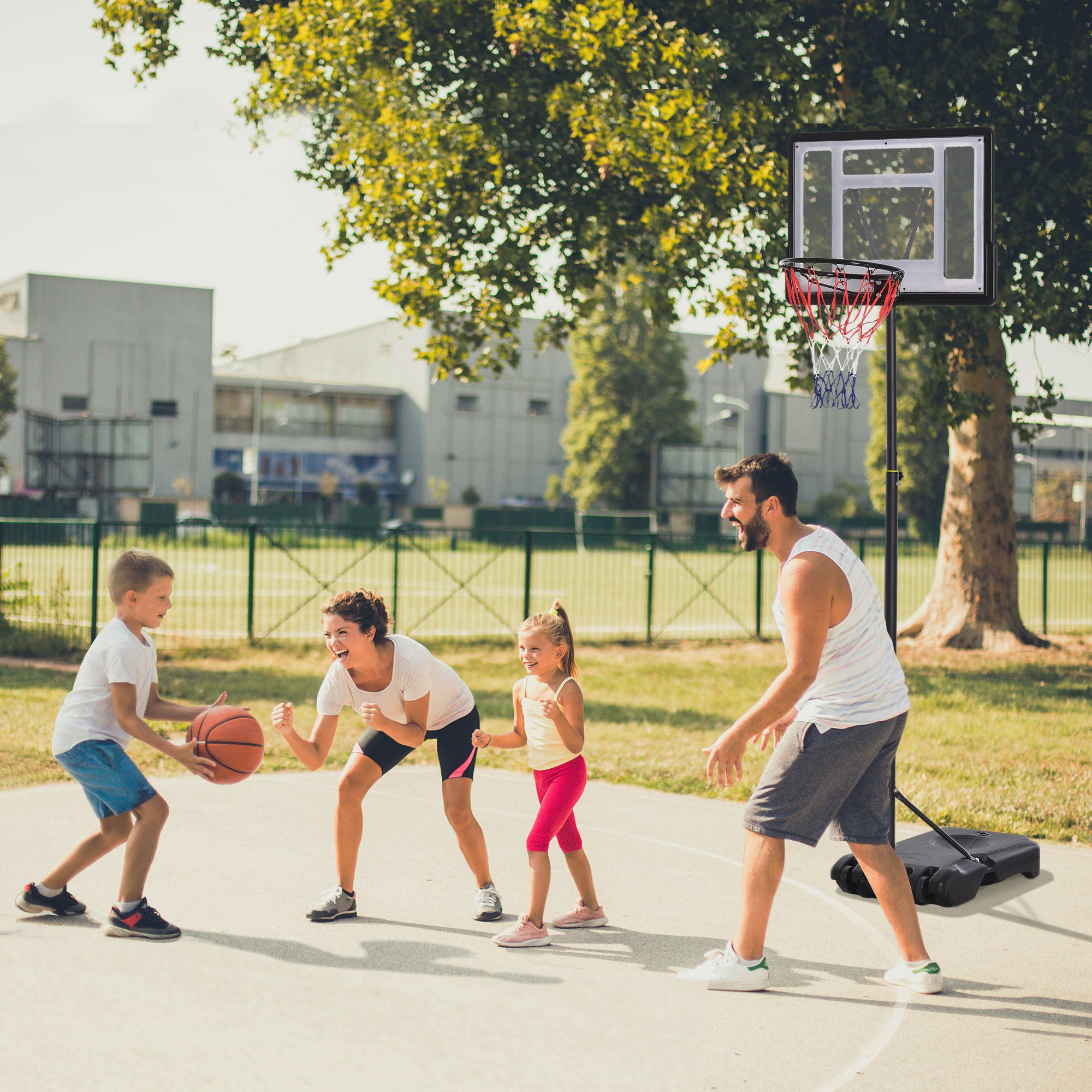 Soozier 5-7FT Basketball Hoop and Stand Backboard, Height Adjustable with Wheels for Youth Outdoor