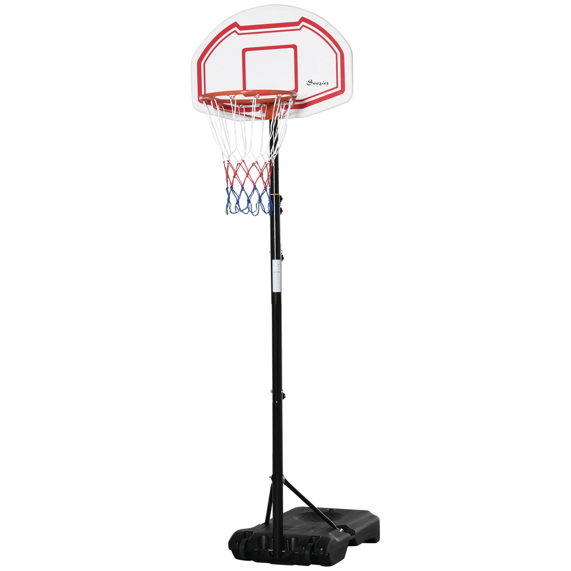 HOMCOM 7-8.5ft Basketball Hoop, Freestanding Basketball System with 27.5" Shatterproof Backboard and Wheels, White