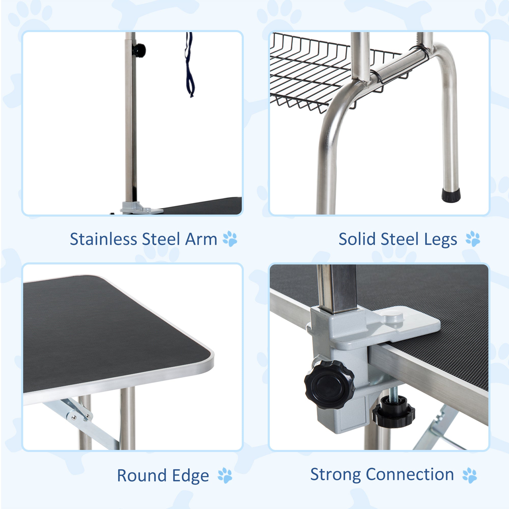 PawHut 36-inch Dog Grooming Table Stainless Steel QUALITY GUARANTEED with Adjustable Arm and Basket
