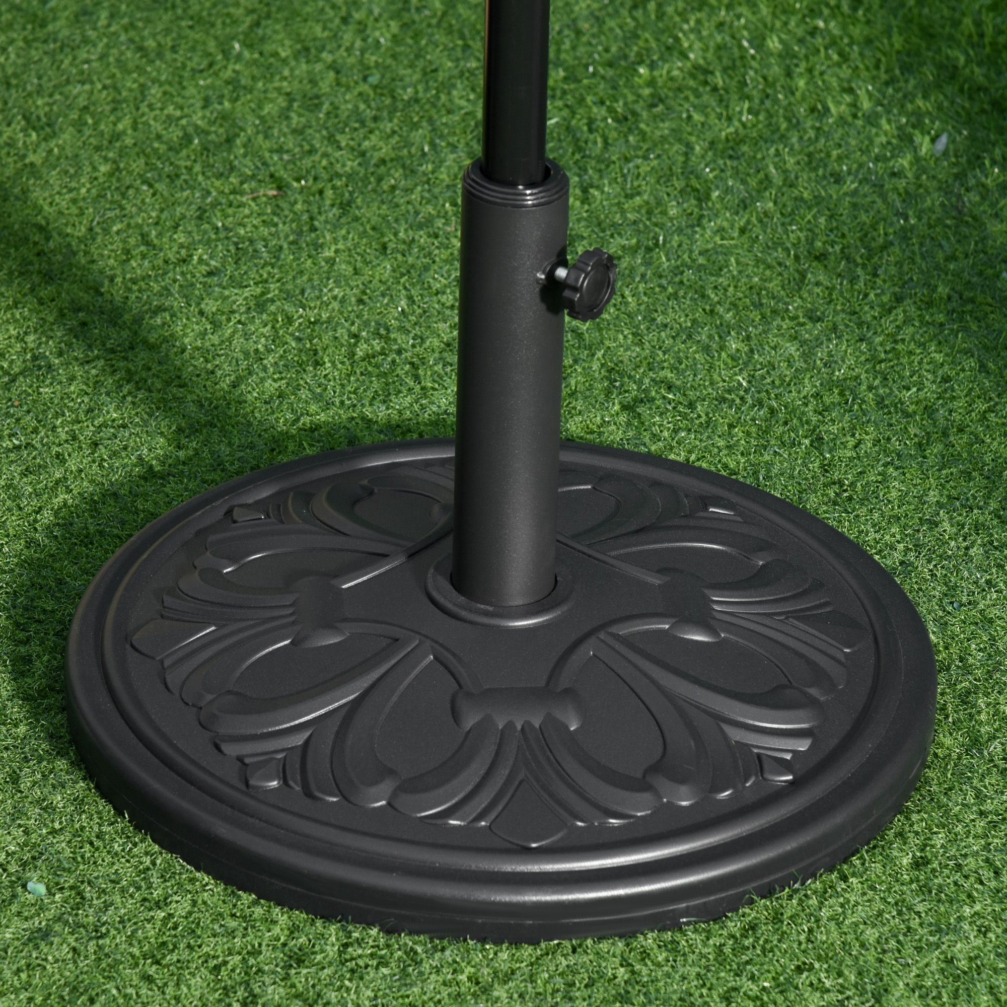Outsunny 29lbs Umbrella Base Heavy Duty 19" Round Parasol Stand, HDPE and Cement, Black