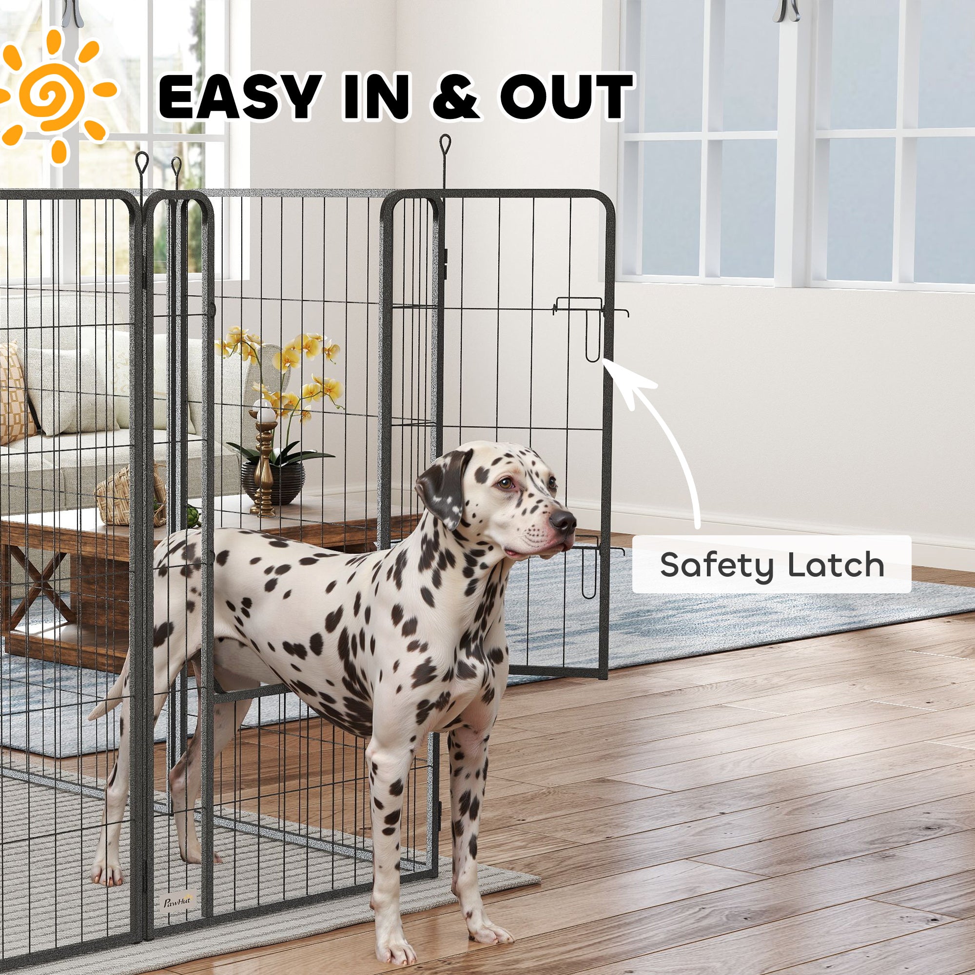 PawHut 16 Panels Dog Playpen with Strap, Portable & DIY, for Large Dogs, for Yard, RV, Camping, Garden, 47" Height