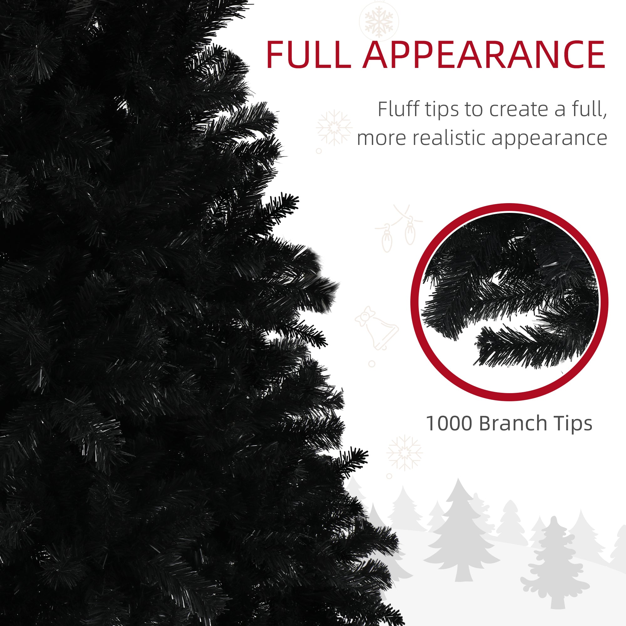 HOMCOM 6ft Artificial Christmas Trees with Auto Open and Steel Base, Black