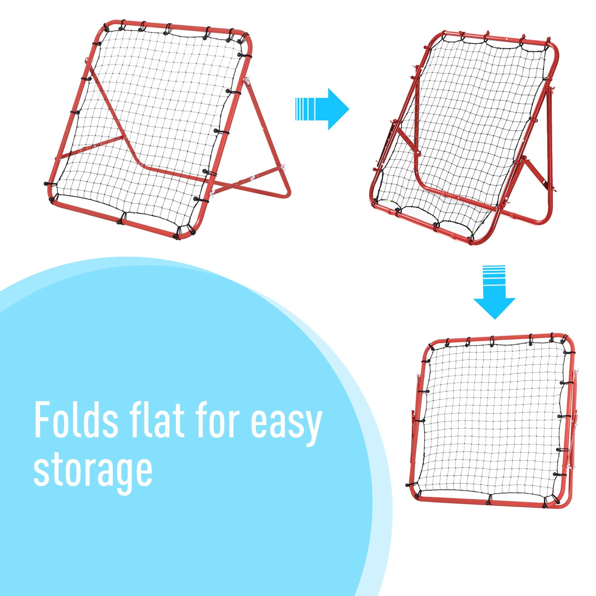 HOMCOM Volleyball Rebounder Net Football Training Aid Kickback Target Play Red