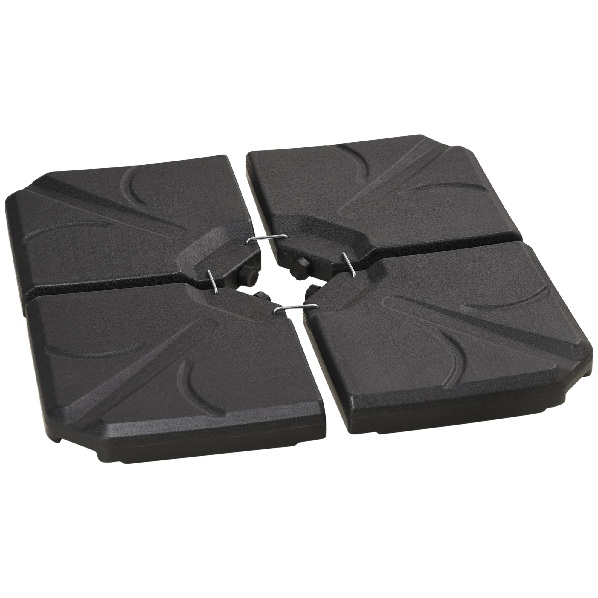 Outsunny 4 Piece Umbrella Base Stand Cantilever Offset Patio Umbrella Weight Plates w/ U Locking, 123 lb Capacity Water or 158 lb Capacity Sand, Black