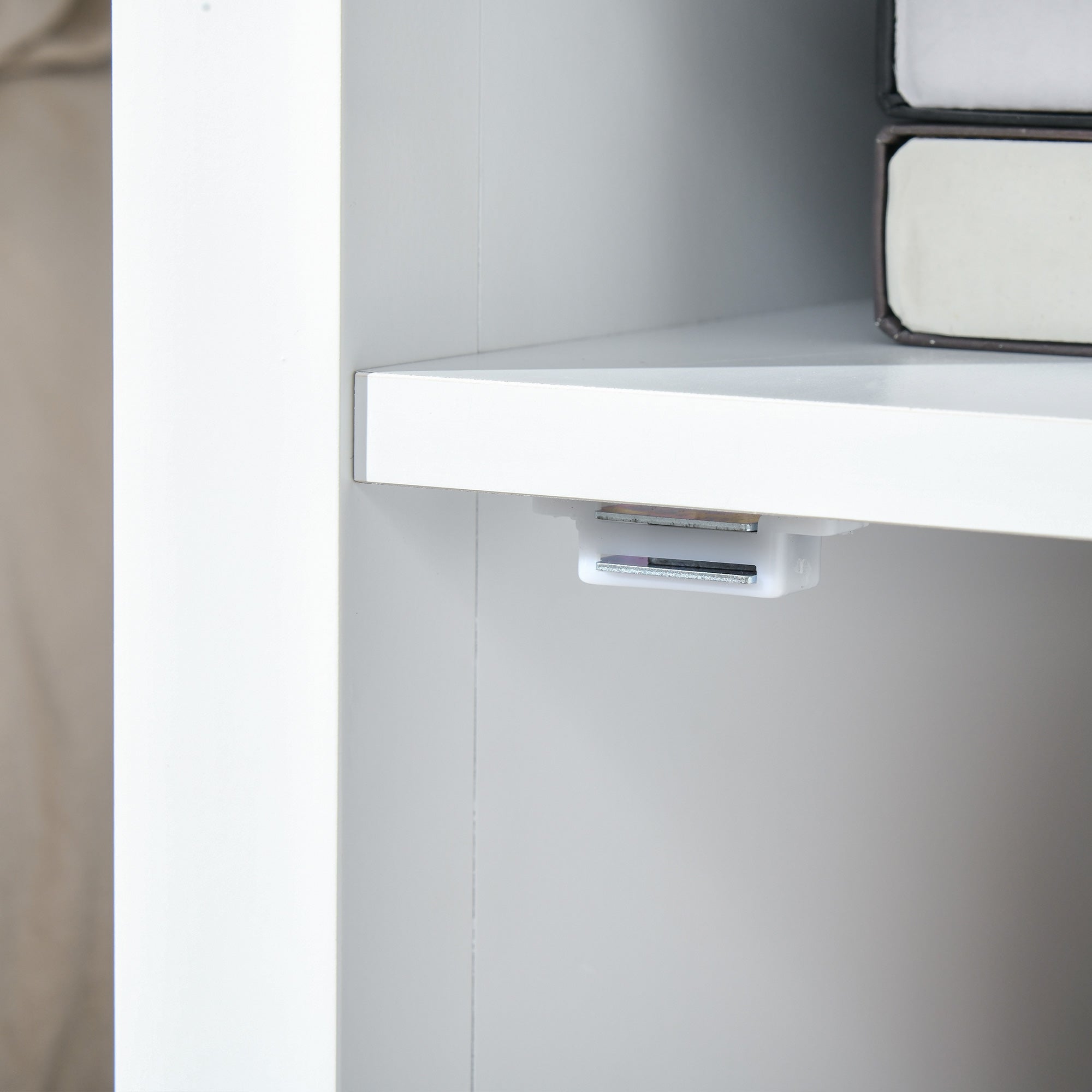 HOMCOM Wooden3-Tier Modern Nightstand with Pullout Shelf, Adjustable Open Shelf, and Door Cabinet, White