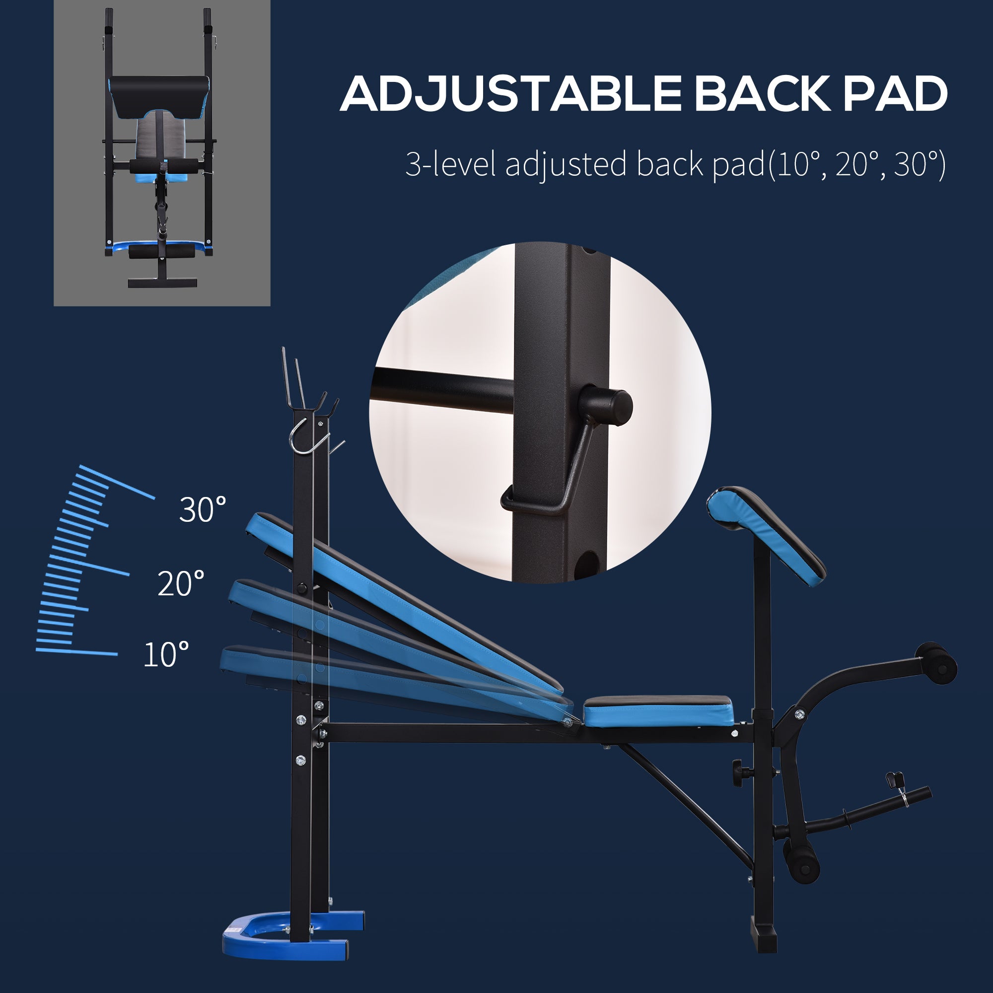 Soozier Adjustable Weight Bench with Barbell Rack and Leg Developer for Weight Lifting and Strength Training Multifunctional Workout Station for Home Gym Fitness, Black