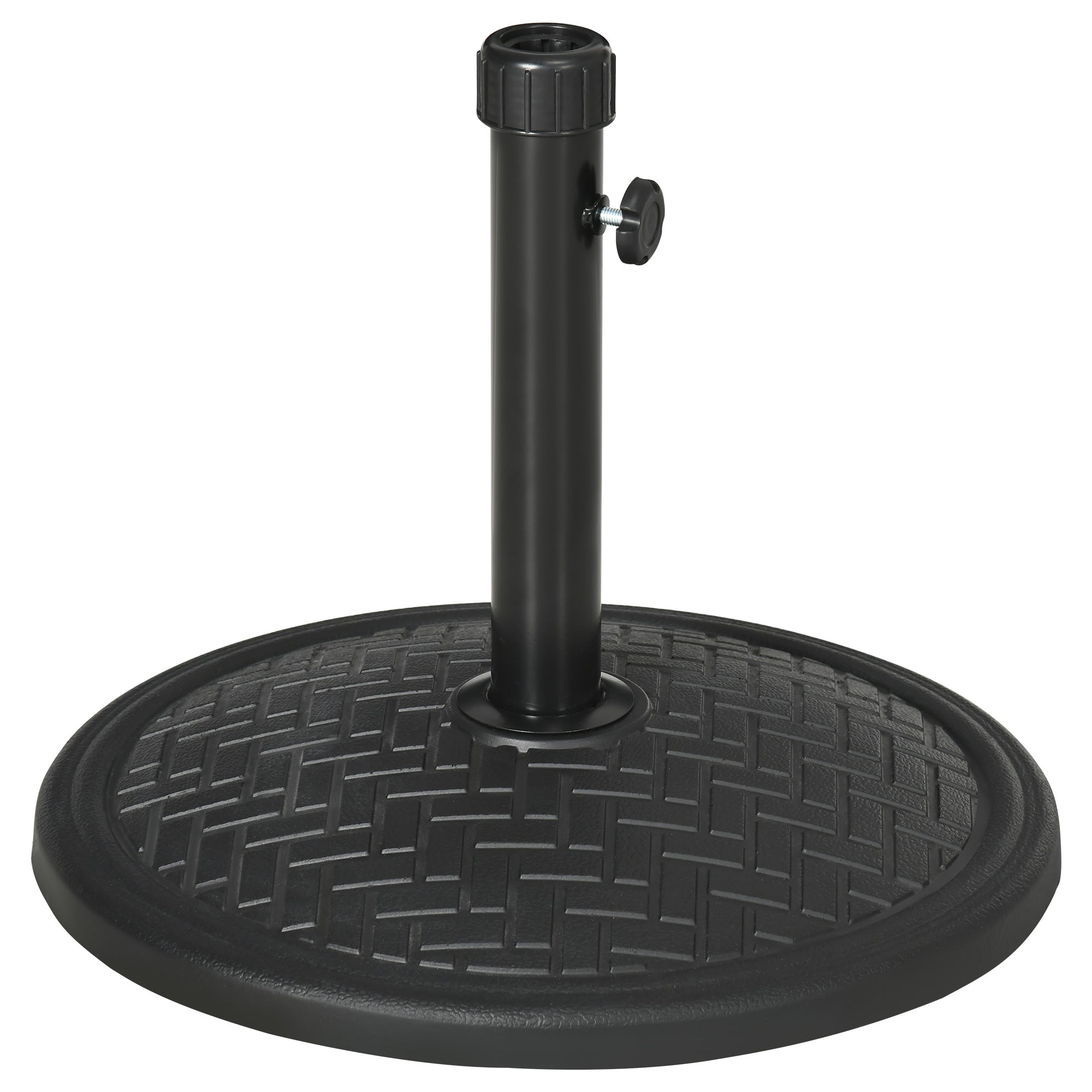 Outsunny 31lbs Patio Umbrella Base Holder, Concrete Round Outdoor Market Umbrella Stand Weight for Lawn, Deck, Backyard, Garden, Black