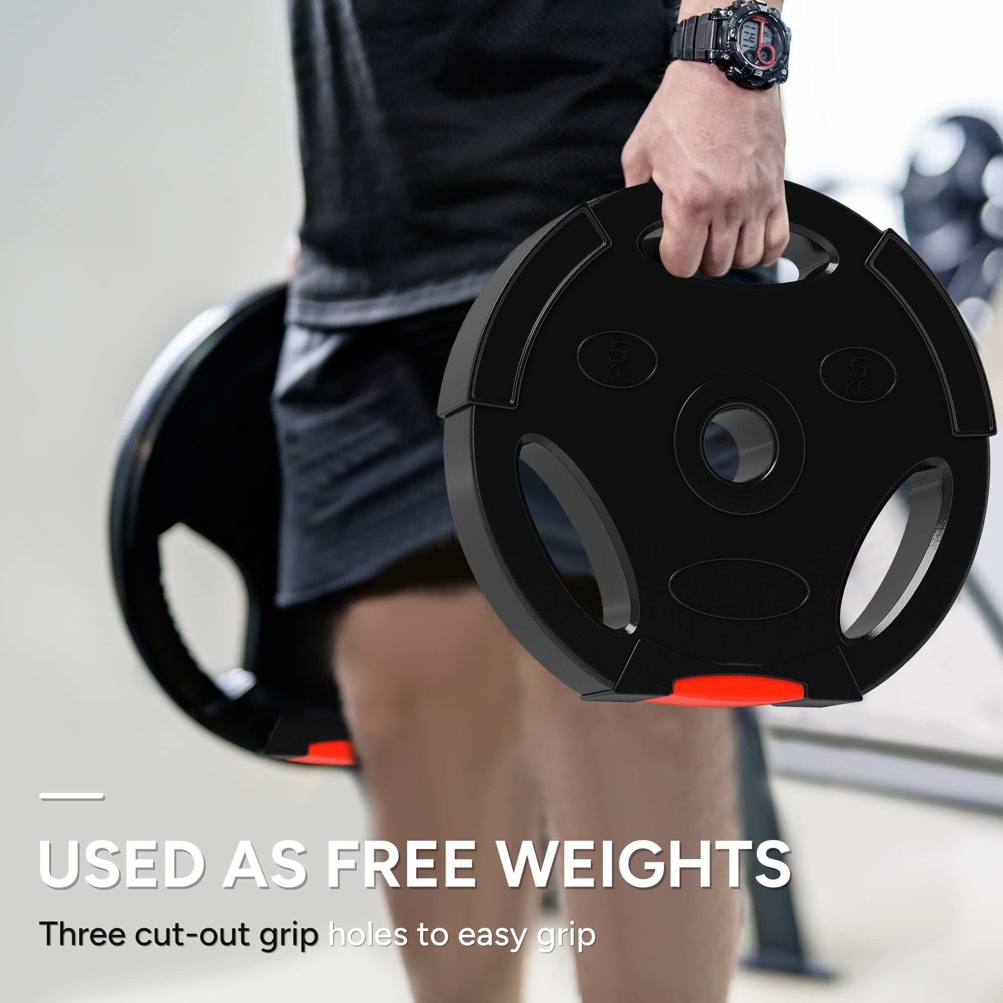Soozier 1-Inch Weight Plates, Barbell Weights Set for Weightlifting and Strength Training, 2 x 11lbs + 2 x 5.5lbs