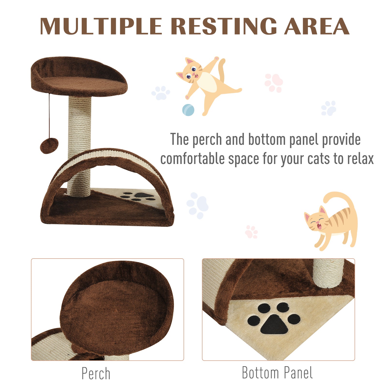 PawHut 18" Cat Tree Scratching Kitty House Kitten Activity Centre Pet Bed Post Furniture with Hanging Toy (Brown)