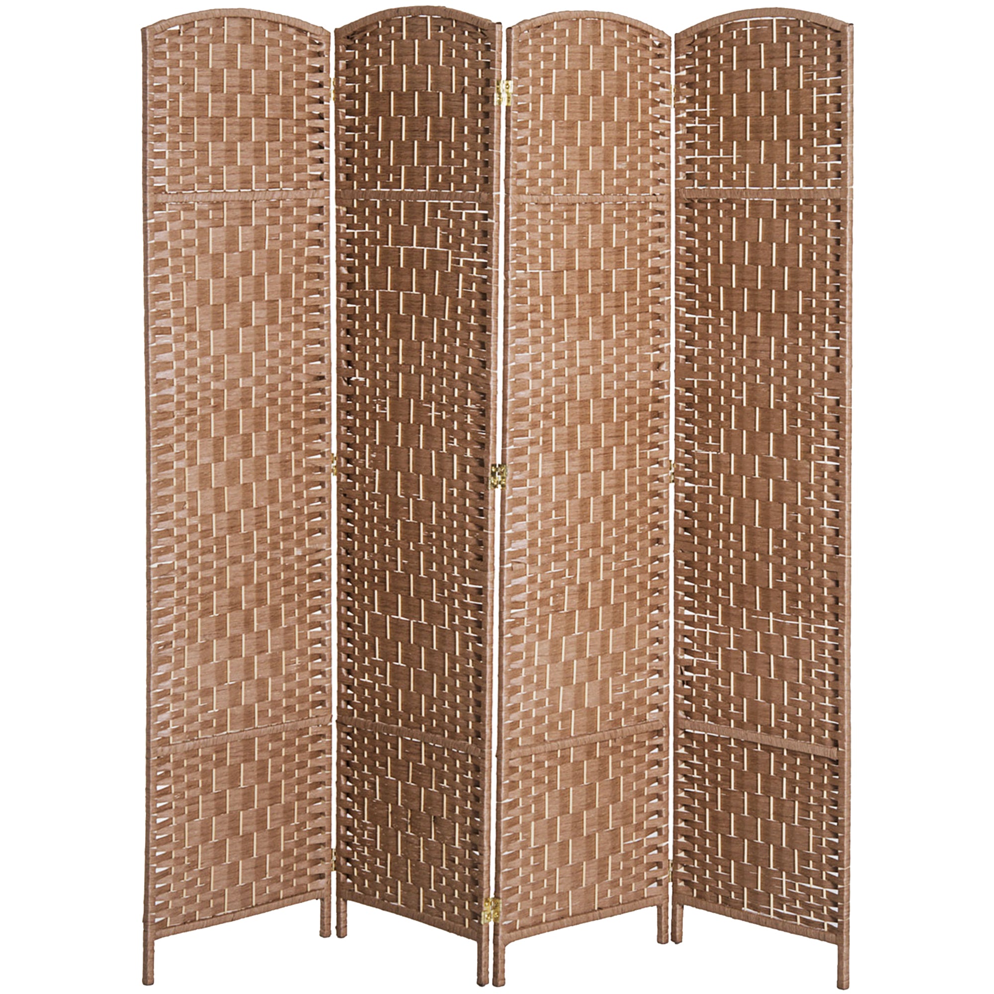 HOMCOM 6ft Folding Room Divider, 4 Panel Wall Partition with Wooden Frame for Bedroom, Home Office, Natural