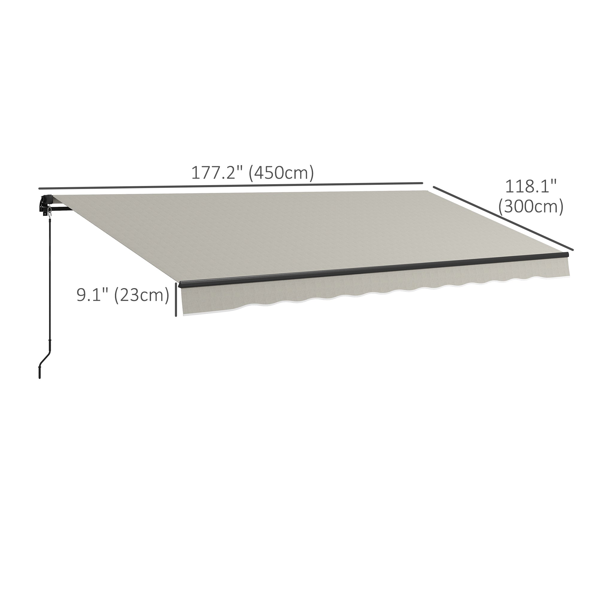 Outsunny 15' x 10' Retractable Awning, 280gsm UV Resistant Sunshade Shelter, for Deck, Balcony, Yard, Light Grey