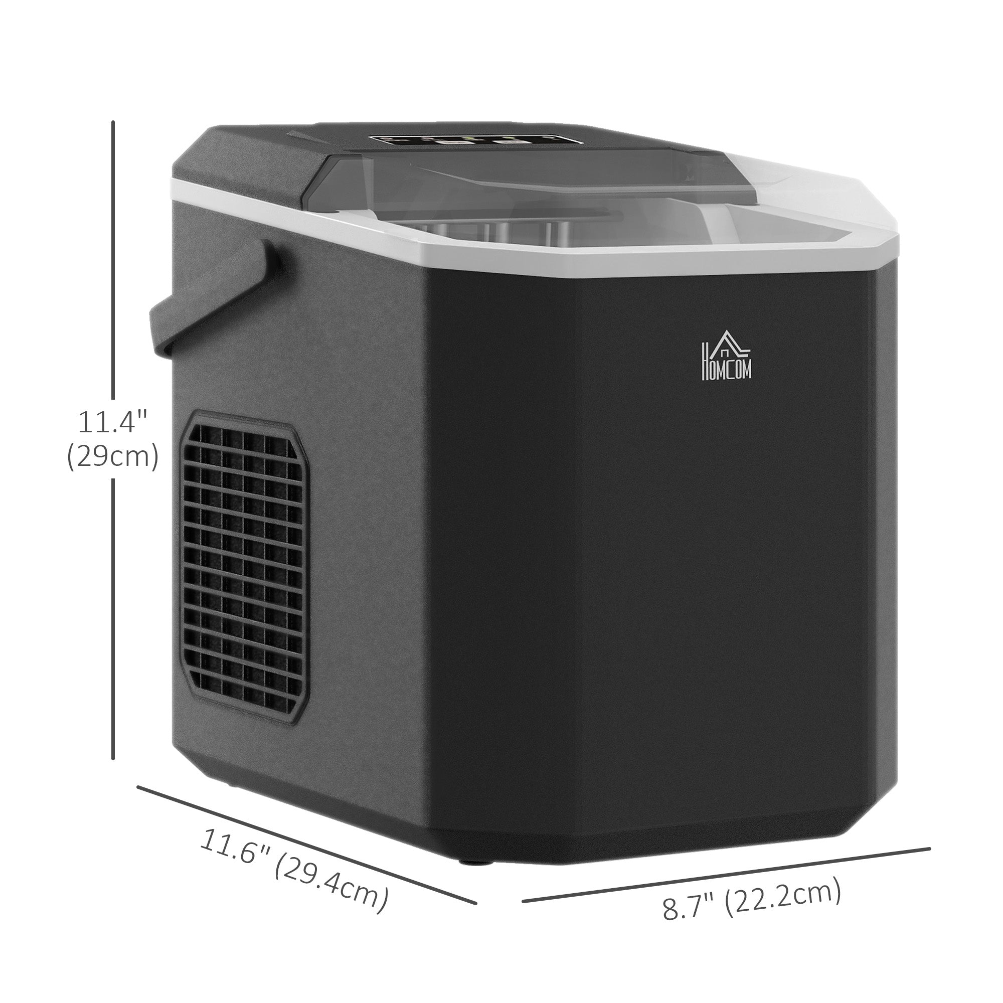 HOMCOM Portable Ice Maker, Self Cleaning Ice Machine with 9 Ice Cubes Ready in 6 Mins, 26lbs/24Hrs, 2 Sizes of Bullet Ice