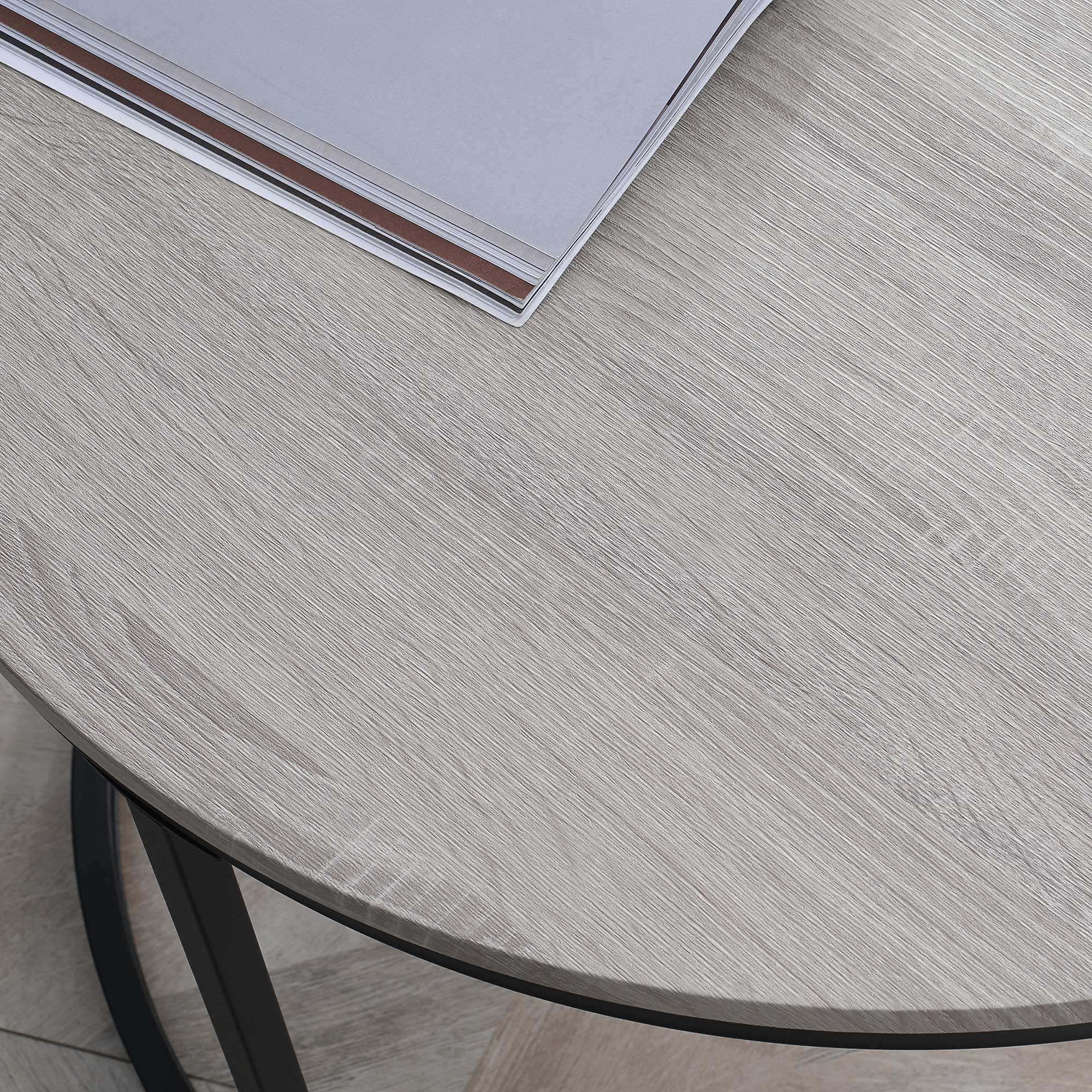 HOMCOM Nesting Coffee Tables Set of 2, Round Coffee Table with Metal Frame, Living Room Tables, Grey Wood Grain