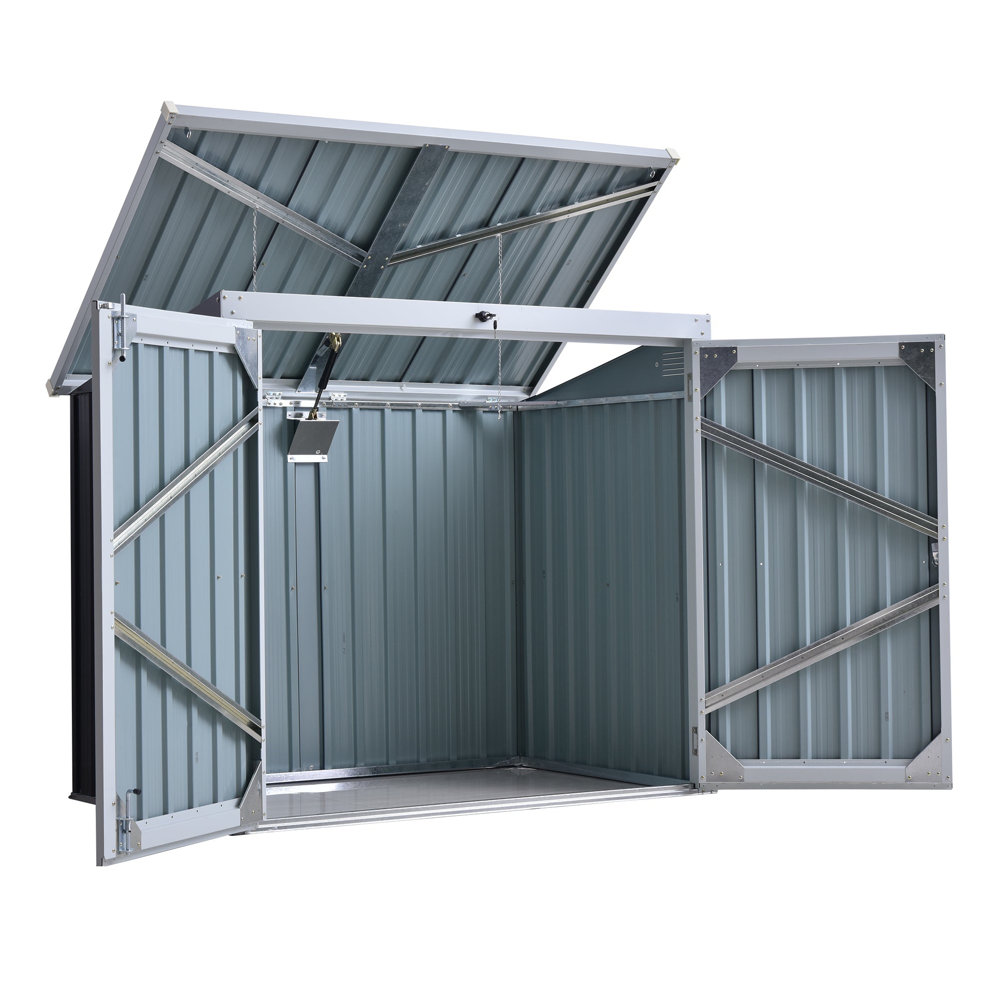 Outsunny 5ft x 3ft Outdoor Garbage Bin Storage Shed with Lockable Doors and Lid, Outside Storage Shed for Trash Can, Black