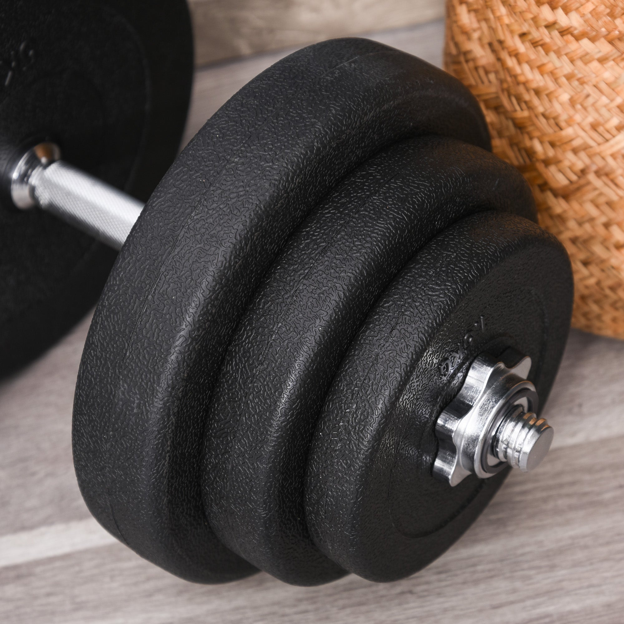 Soozier Adjustable 2 x 44lbs Weight Dumbbell Set for Weight Fitness Training Exercise Fitness Home Gym Equipment, Black (Pair)