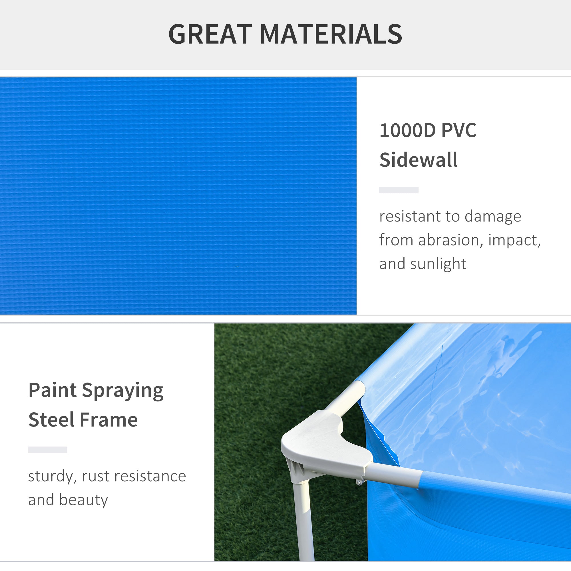 Outsunny 8.3ft x 5ft x 26in Frame Above Ground Swimming Pool Set with Filter Pump Filter Cartridge Reinforced Sidewalls Blue