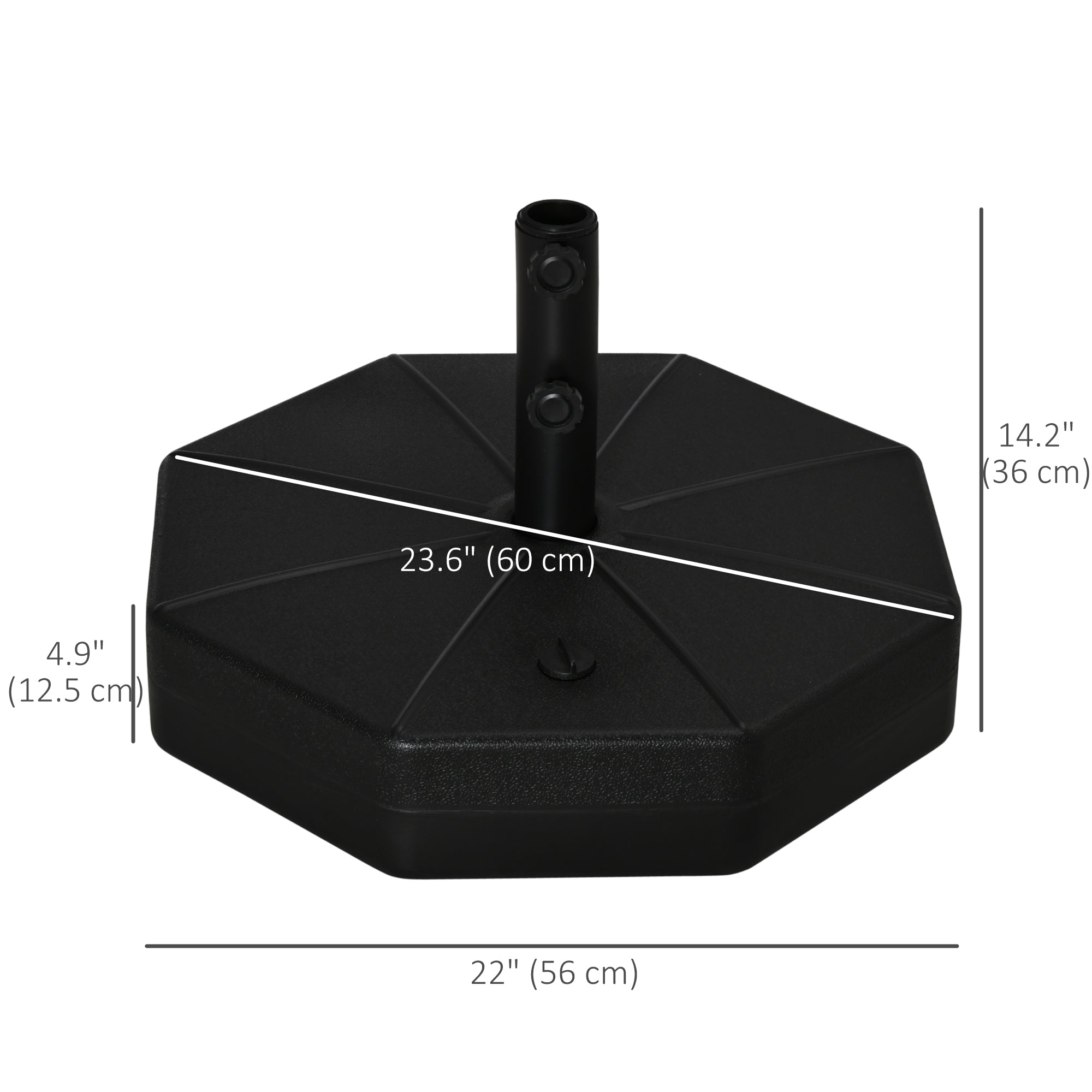 Outsunny Patio Umbrella Base Parasol Holder Outdoor Market Umbrella Stand Weights, Water/Sand Filled for Garden, Poolside, Black