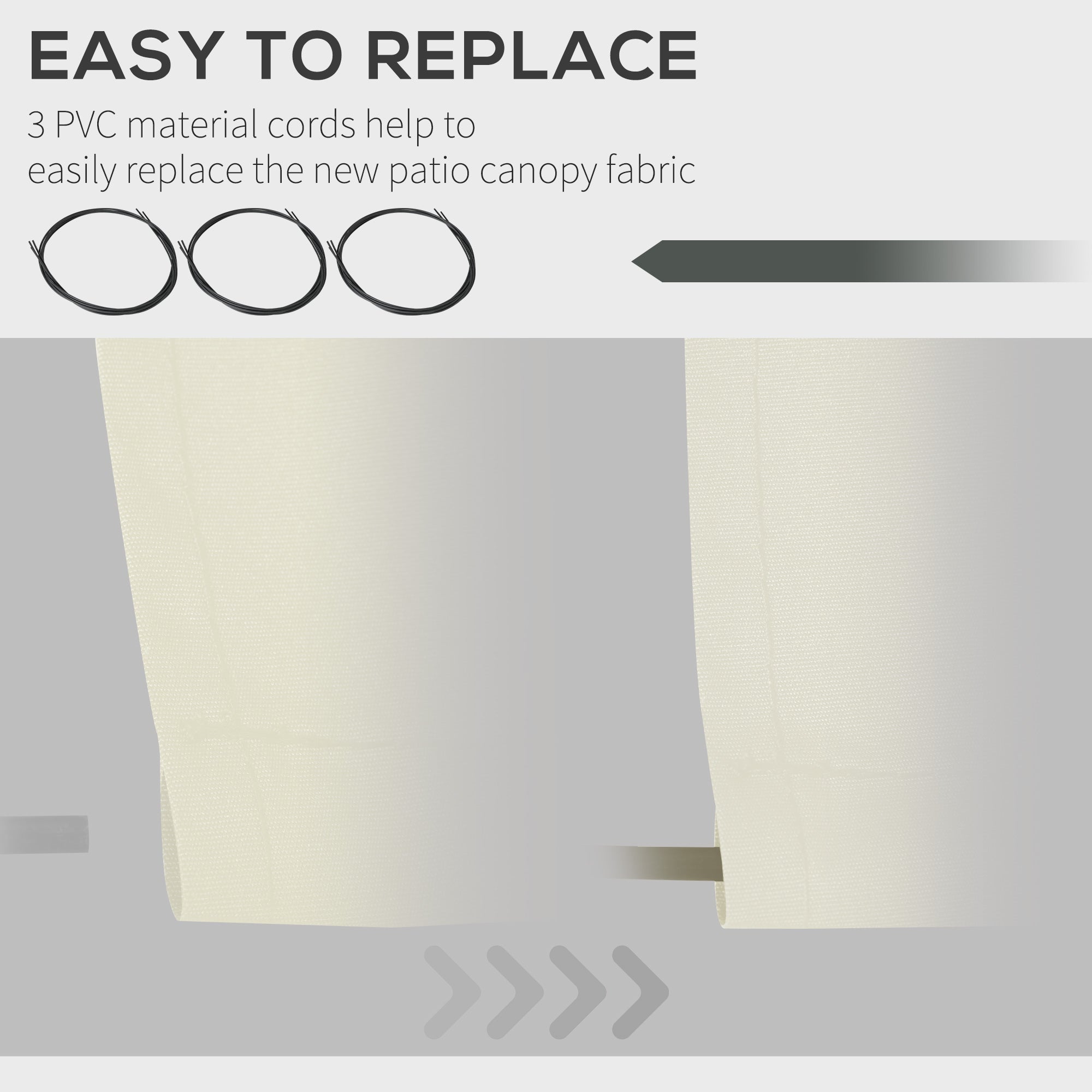 Outsunny 10' x 8' Retractable Awning Fabric Replacement Outdoor Sunshade Canopy Awning Cover, UV Protection, Cream White