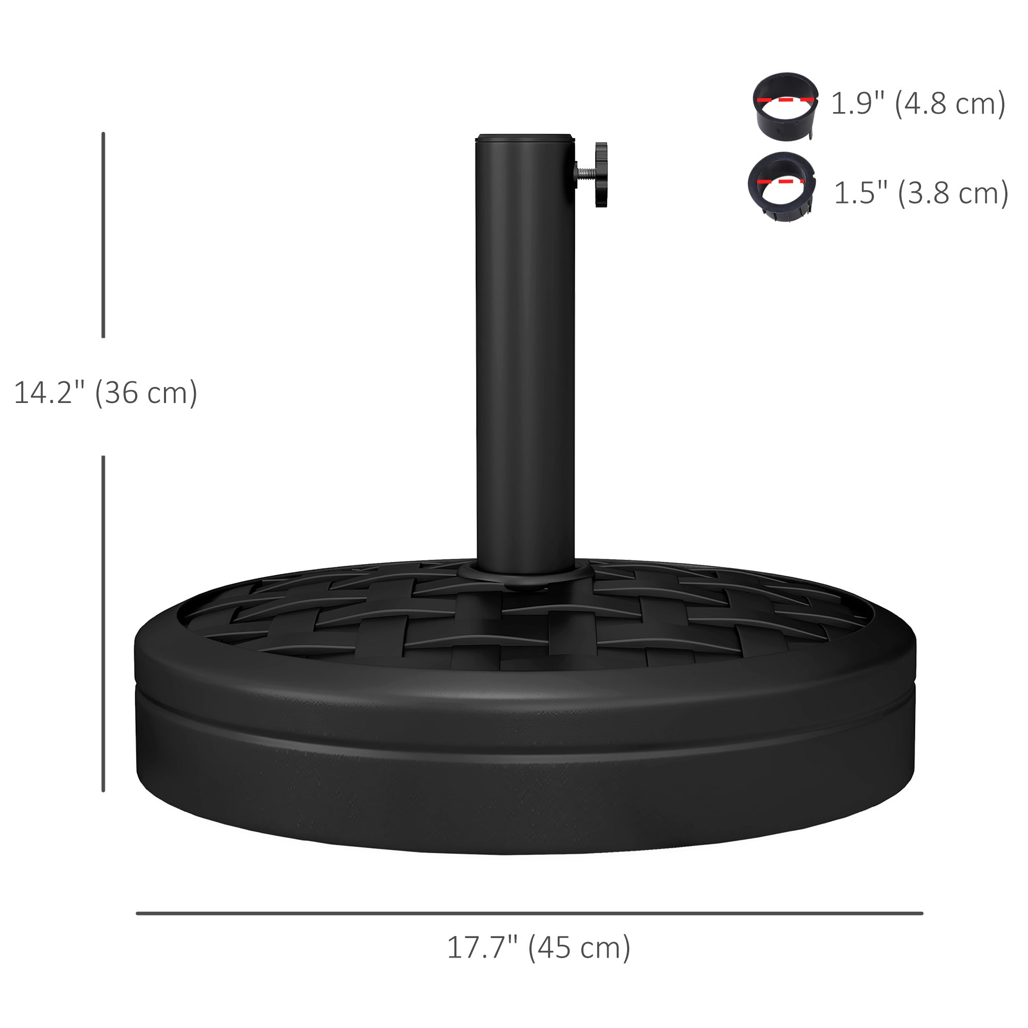 Outsunny 40lbs. Concrete Umbrella Base with Rattan Effect, Heavy Duty Parasol Stand for Outdoor Patio Umbrella, Black