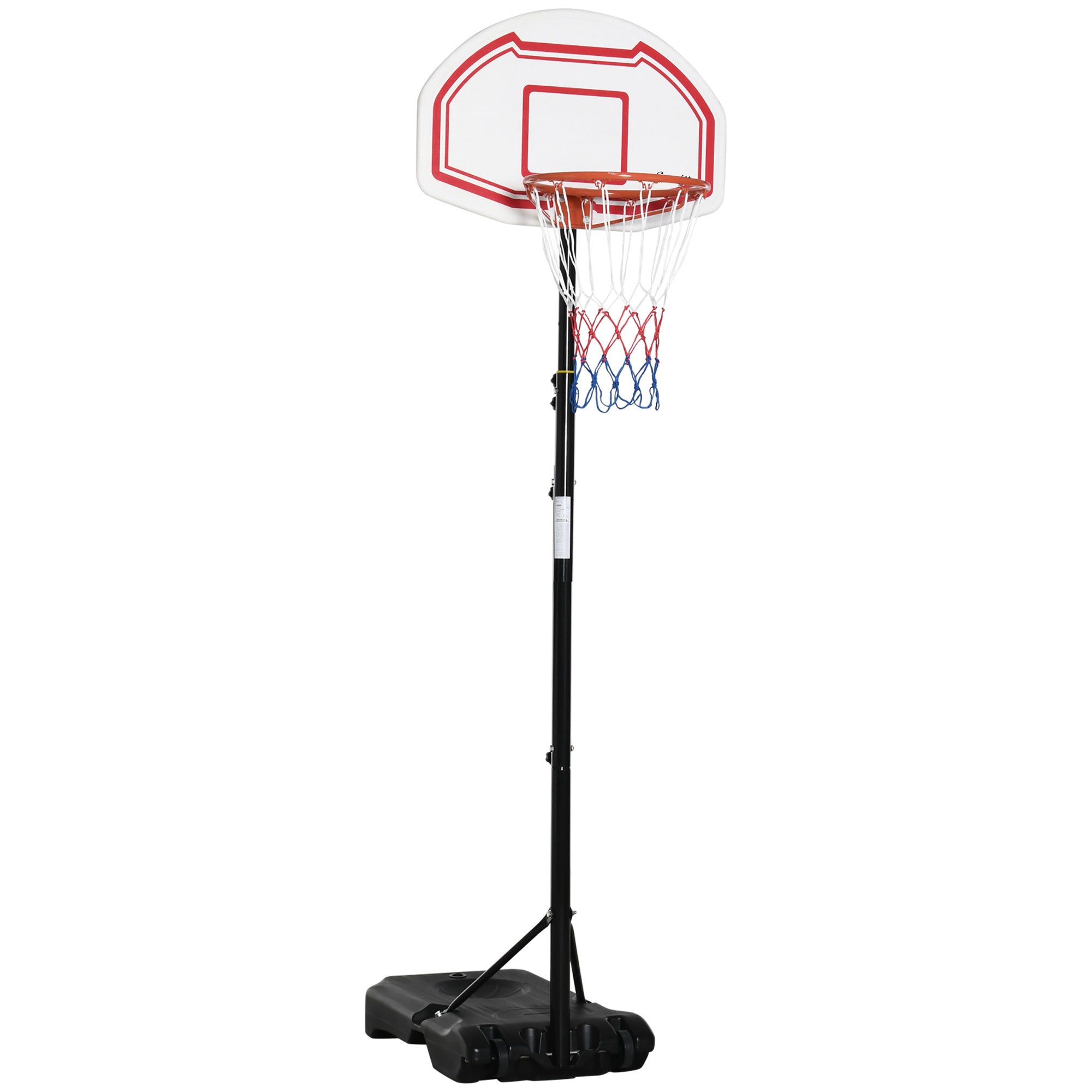 HOMCOM 7-8.5ft Basketball Hoop, Freestanding Basketball System with 27.5" Shatterproof Backboard and Wheels, White