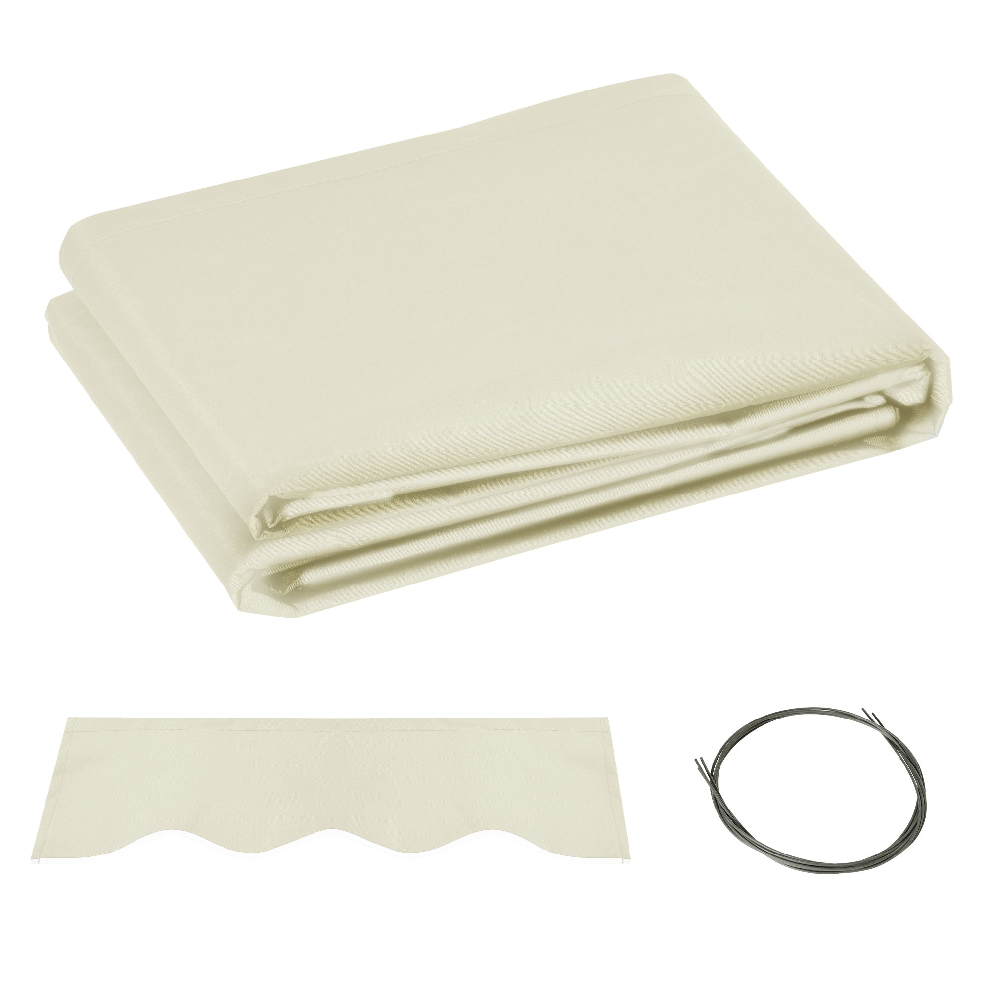 Outsunny 10' x 8' Retractable Awning Fabric Replacement Outdoor Sunshade Canopy Awning Cover, UV Protection, Cream White